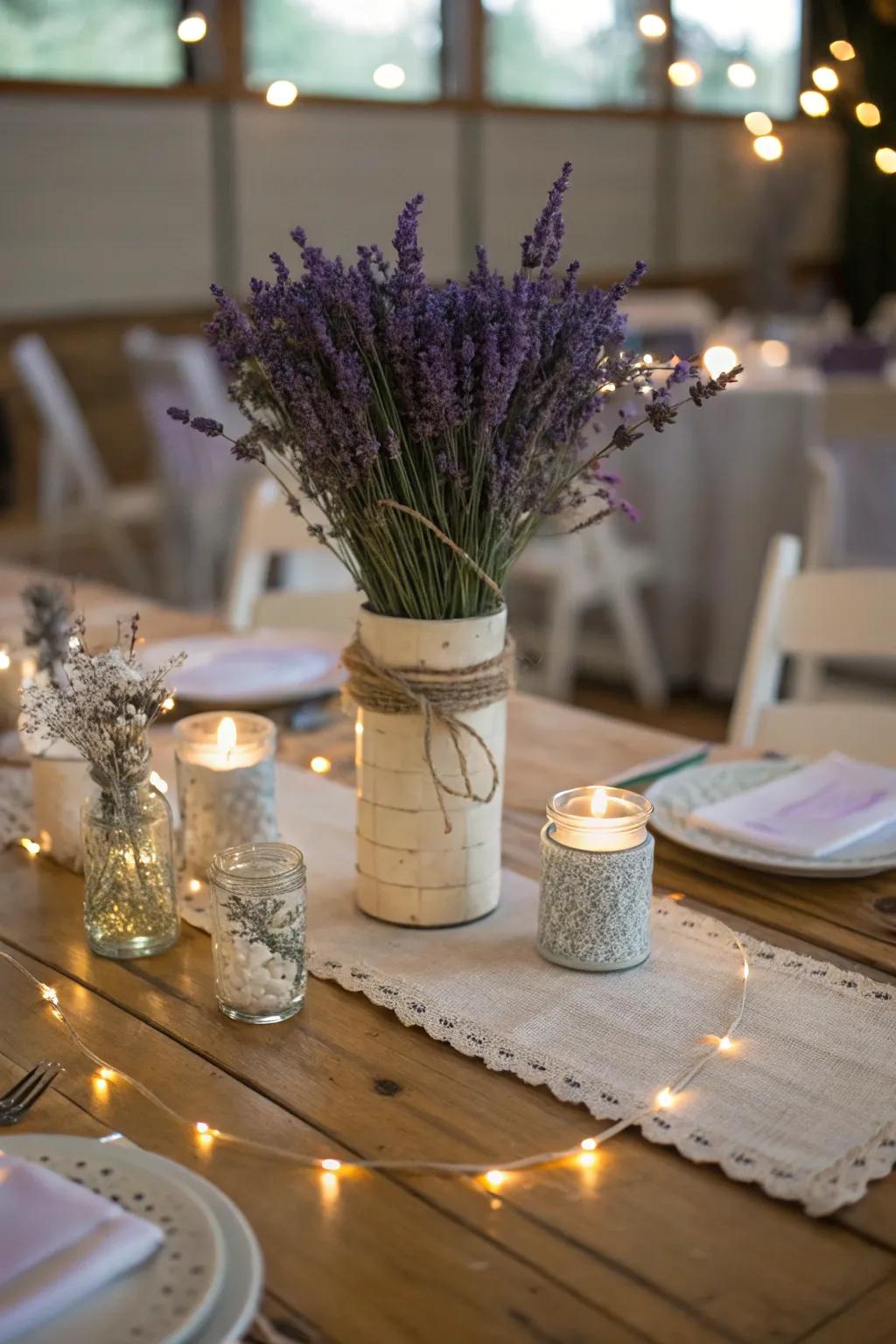 Lavender and fairy lights create a magical, twinkling effect for evening weddings. ✨💜 #WeddingInspiration #LavenderMagic