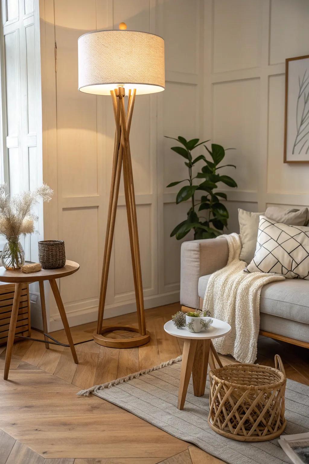 Illuminate your space with striking lighting fixtures. Let your floors shine under their warm glow.