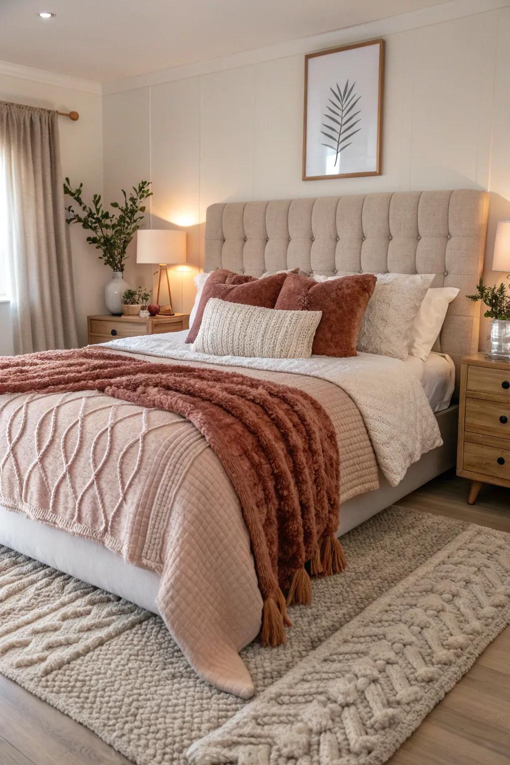 Wrap yourself in warmth with layers of texture. #InteriorDesign #CozyLiving