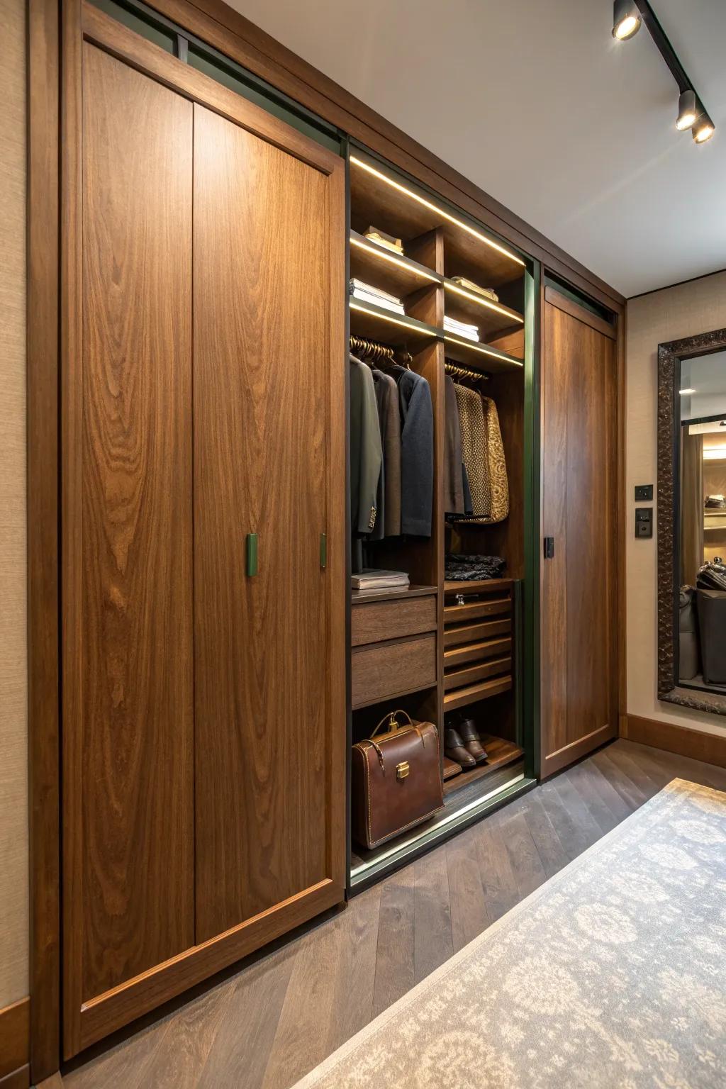 Slide into style with space-saving sliding doors that offer a contemporary touch.