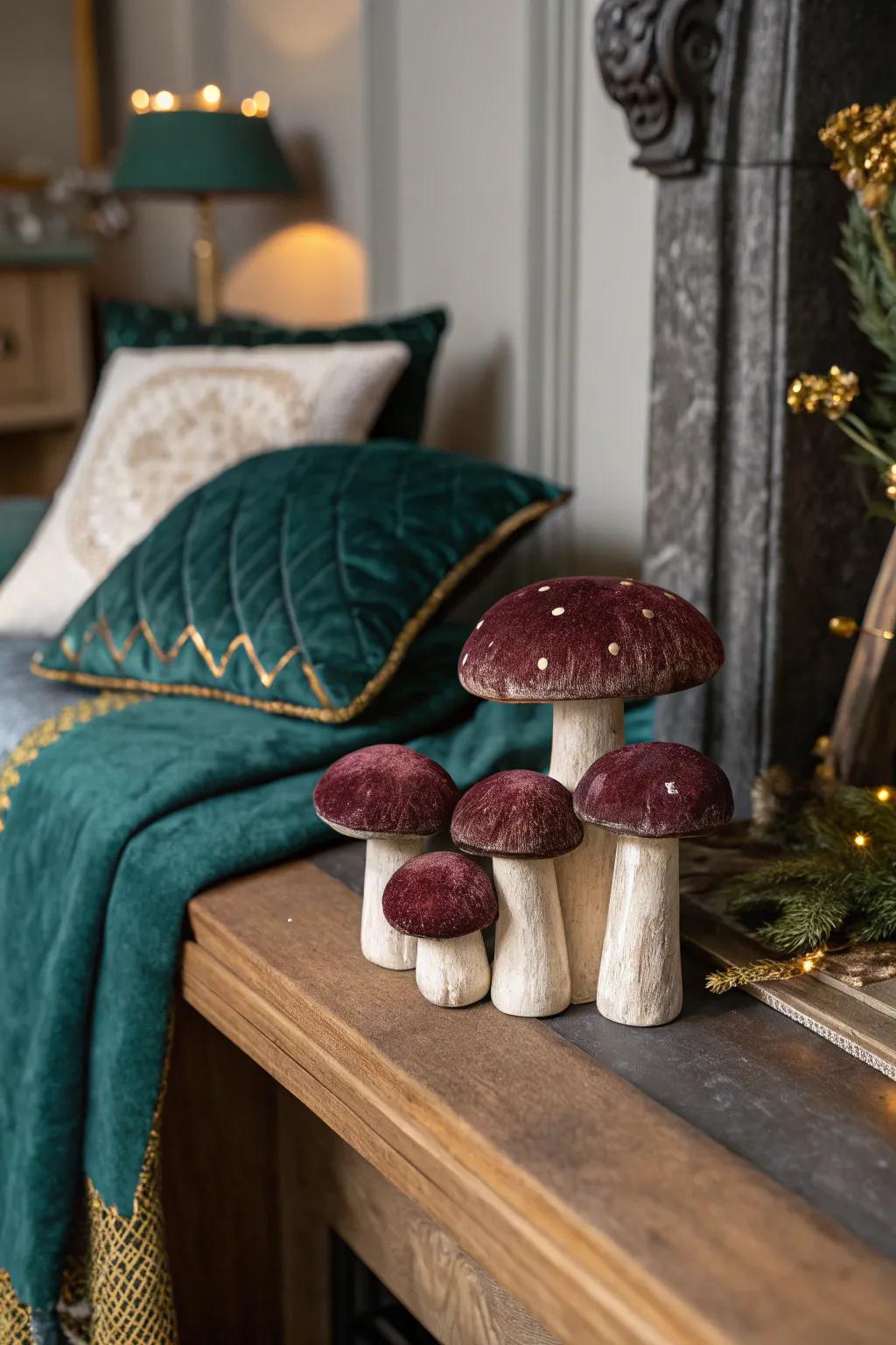 Introduce soft elegance to your home with velvet mushrooms that offer a touch of luxury and charm.