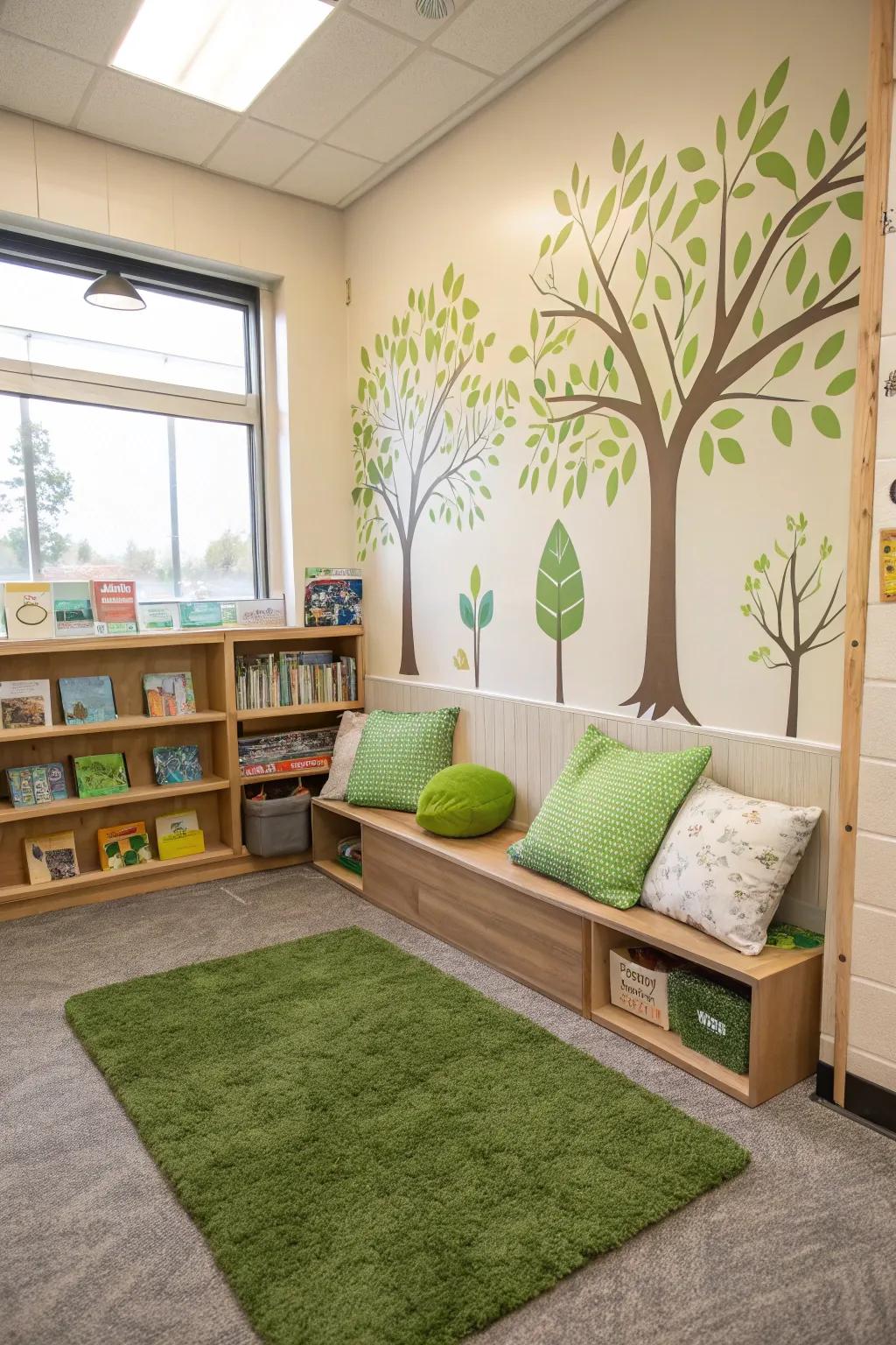 Bring the outdoors in with a nature-inspired reading corner.