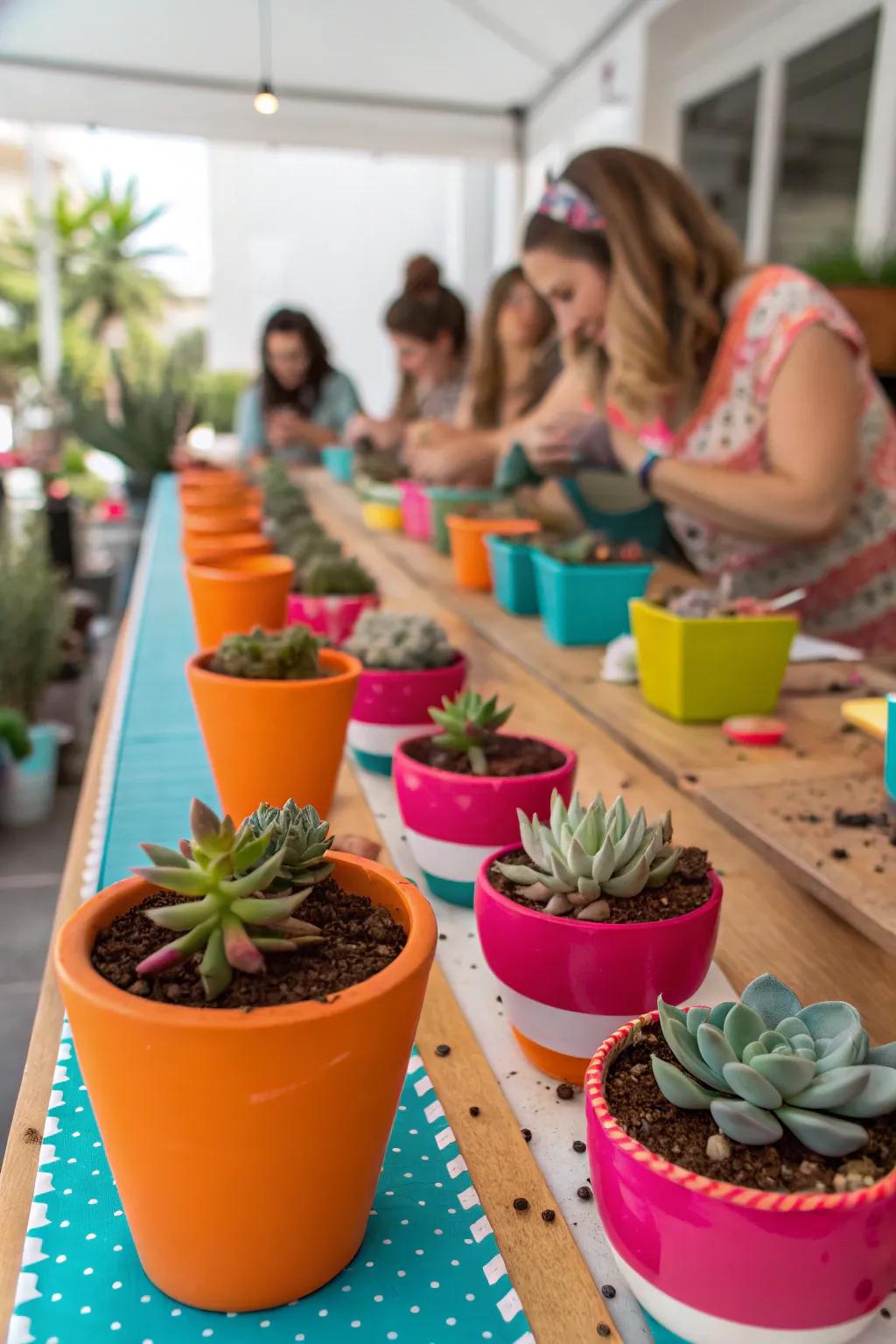 Guests can create their own succulent arrangements, bringing a bit of green home from your spring fling. 🌿🌱 #GardeningFun #SpringVibes