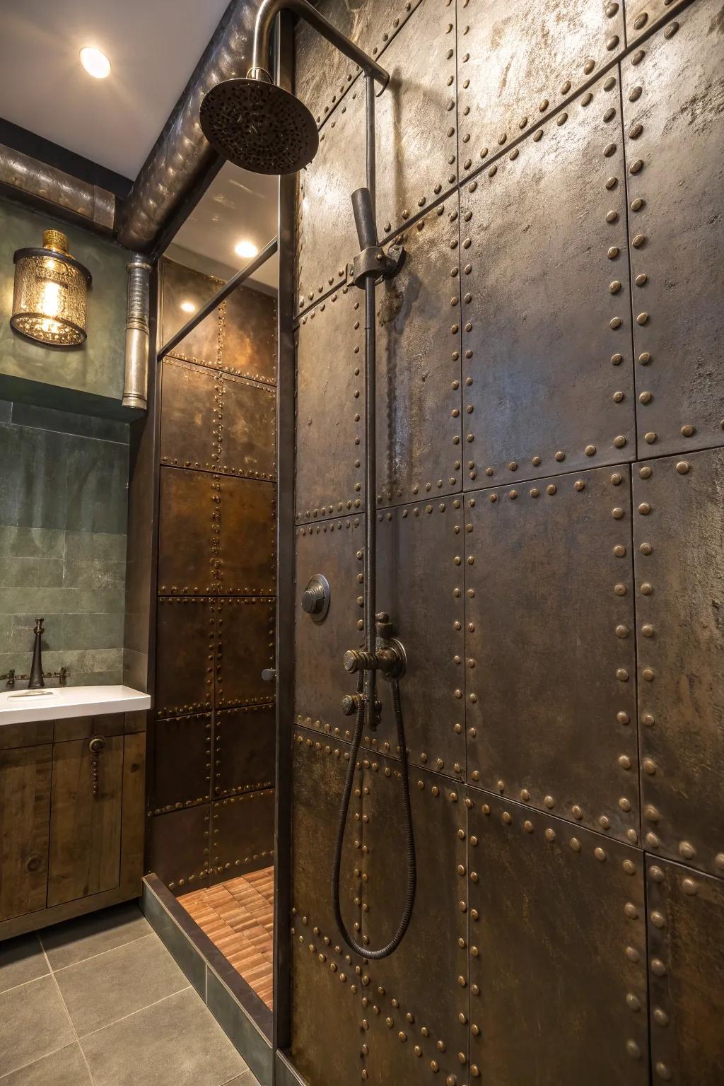 Let your walls speak volumes with texture and metal. #IndustrialElegance #SteampunkWalls