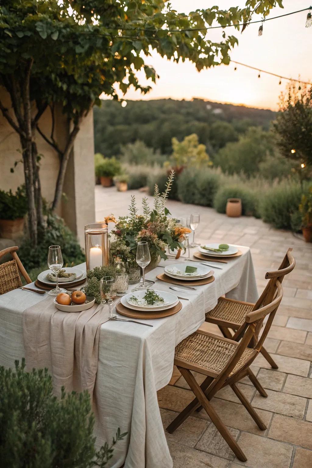 Embrace the magic of outdoor dining by setting your table amidst nature for an unforgettable summer experience.