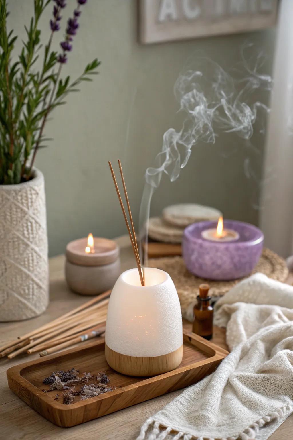 Let soothing scents guide you to tranquility in your zen corner. 🕯️ #PeacefulLiving