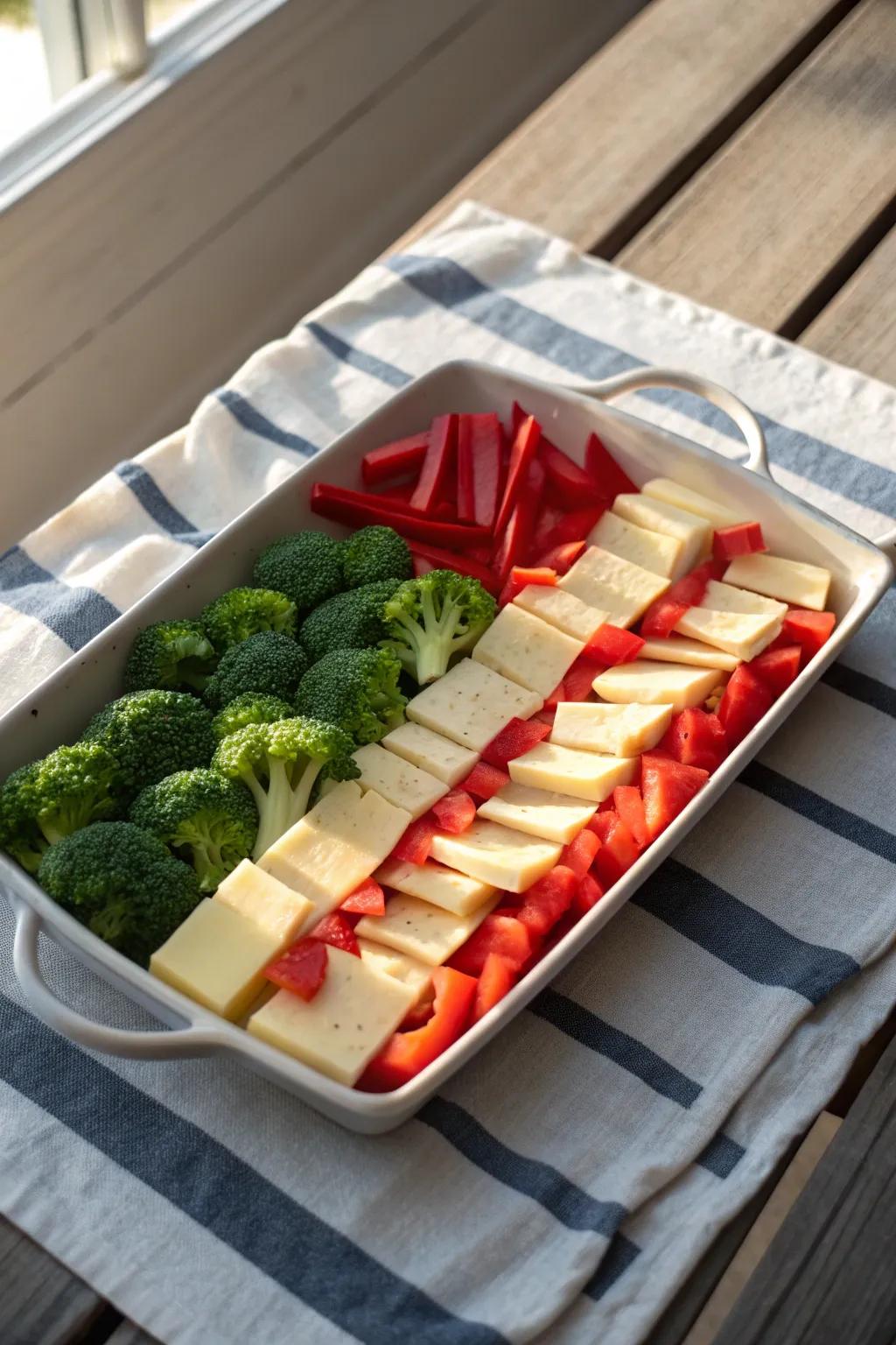 Cheese lovers, rejoice! This cheesy flag design is sure to be a hit at your gathering.