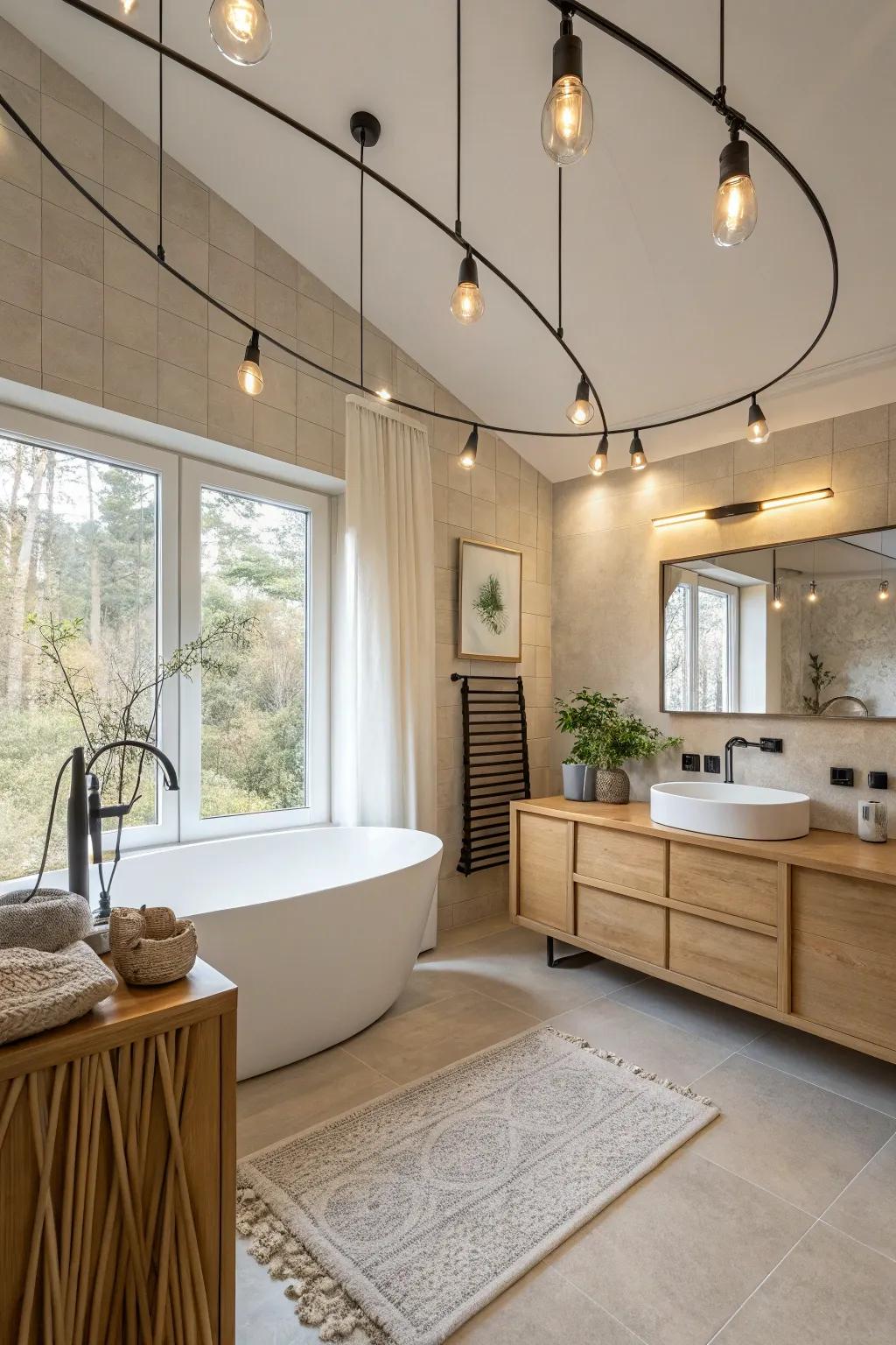 Add artistic flair to your bathroom with uniquely designed track lighting.