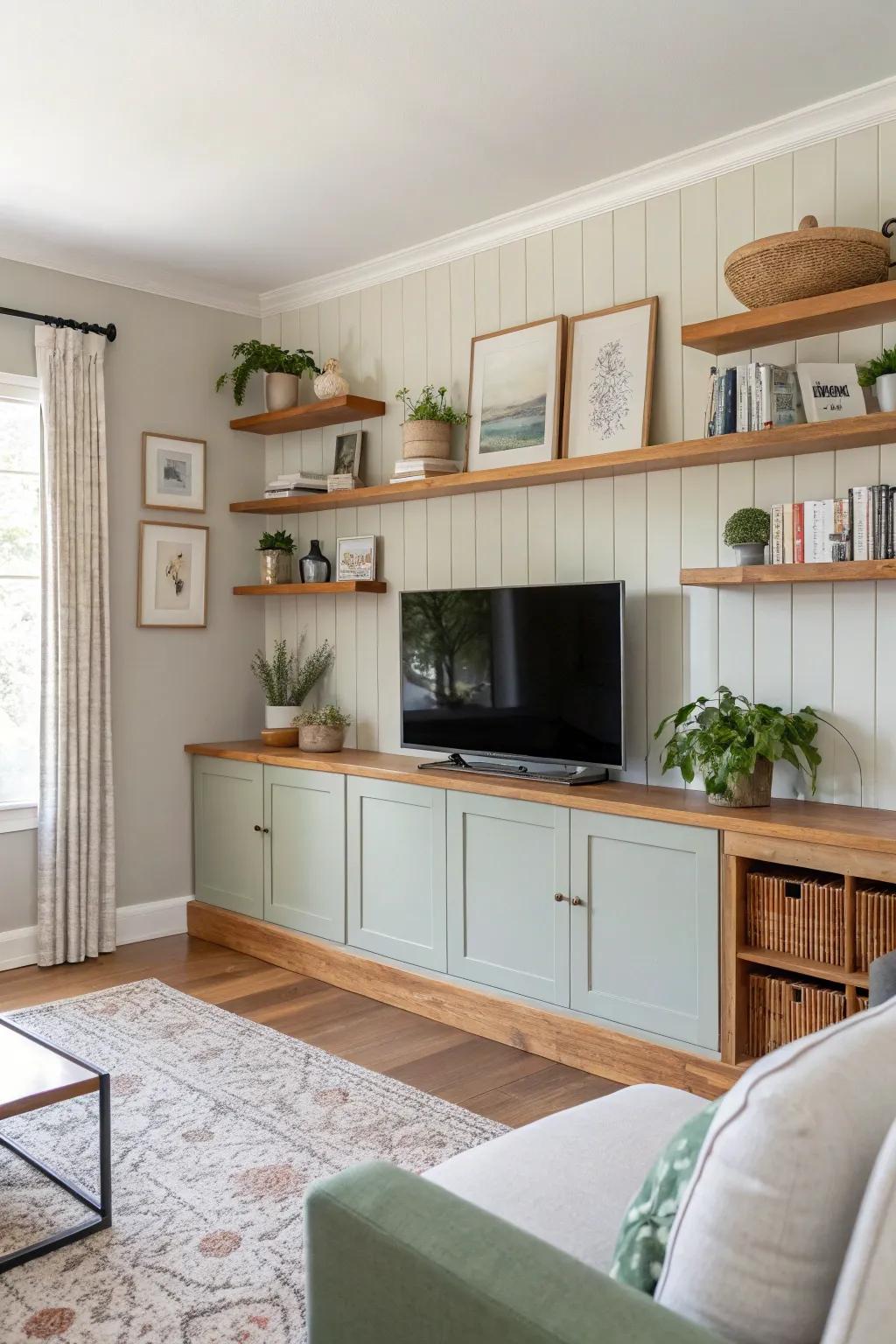 Combine function and style with integrated shelving, perfect for displaying your treasures.