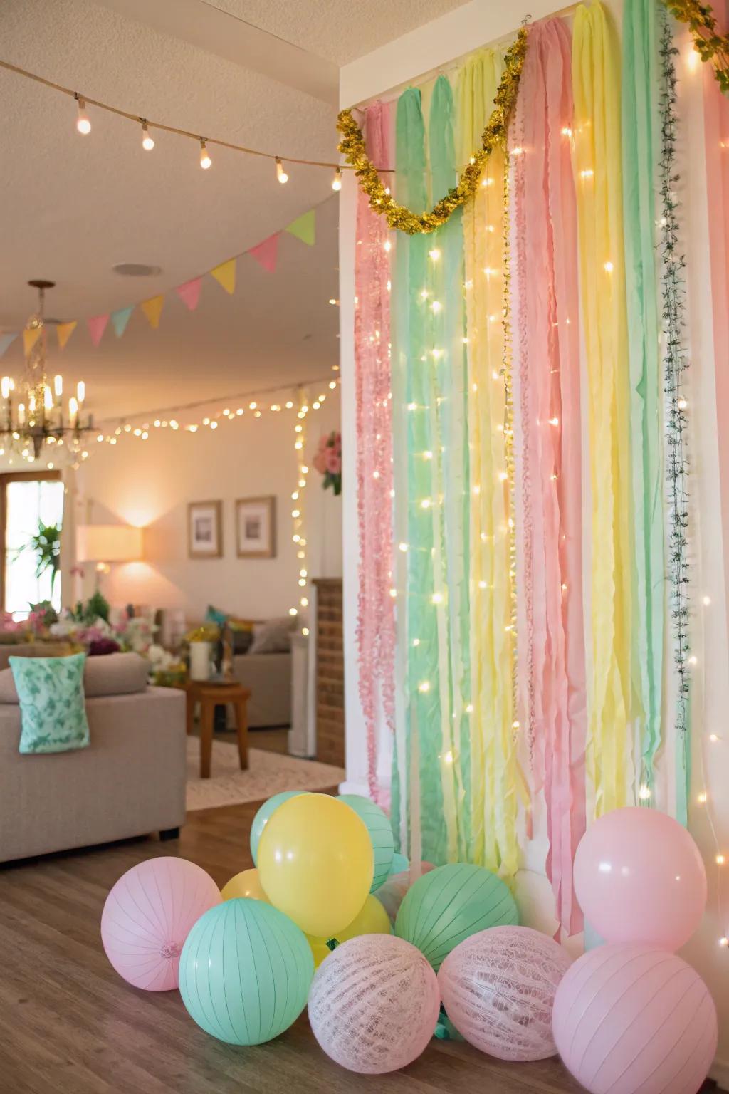 Transform your space with vibrant streamers for a festive and lively atmosphere. 🎉 #PartyDecor #DIYFun