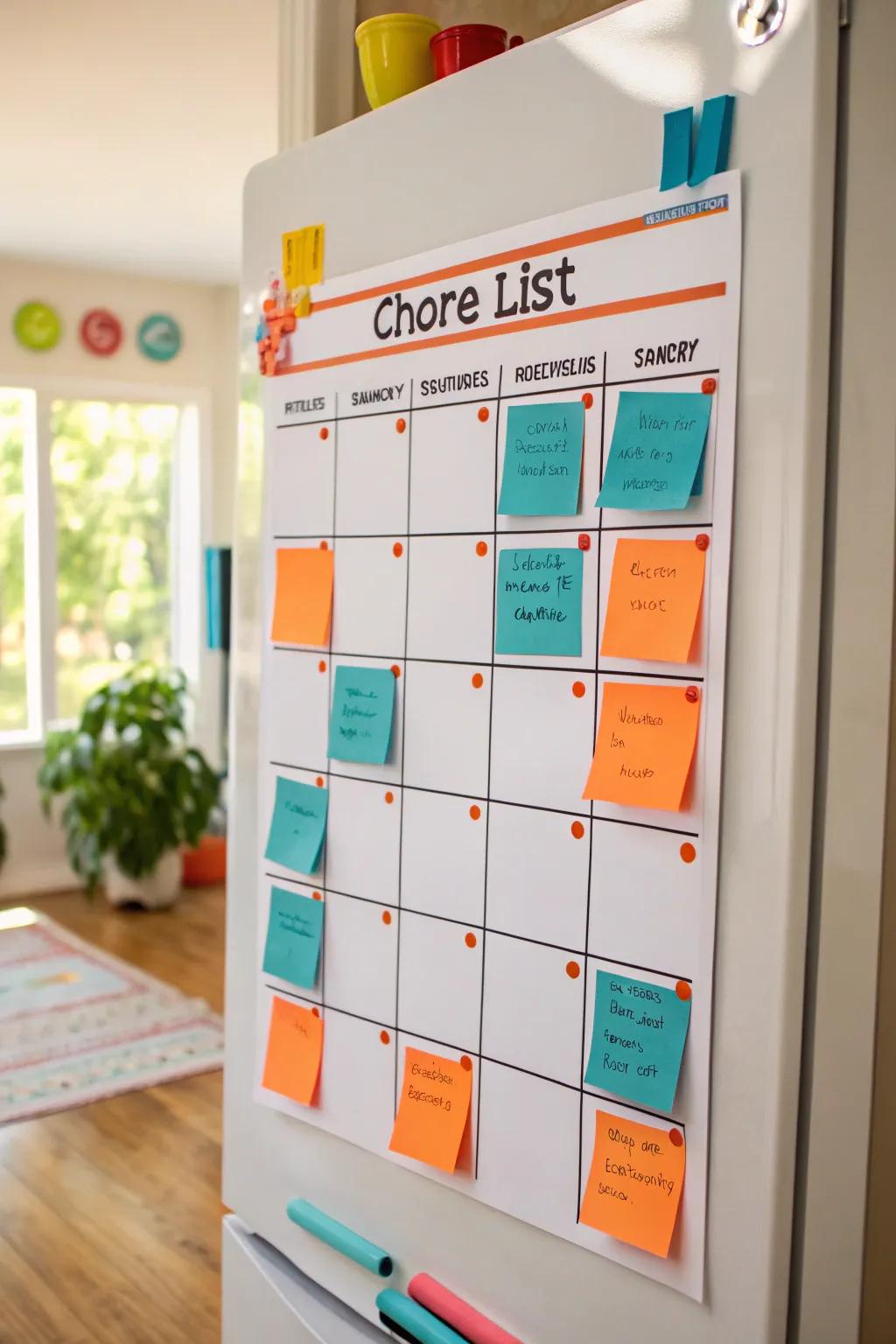 Master the art of time management with a clear distinction between daily and weekly chores.
