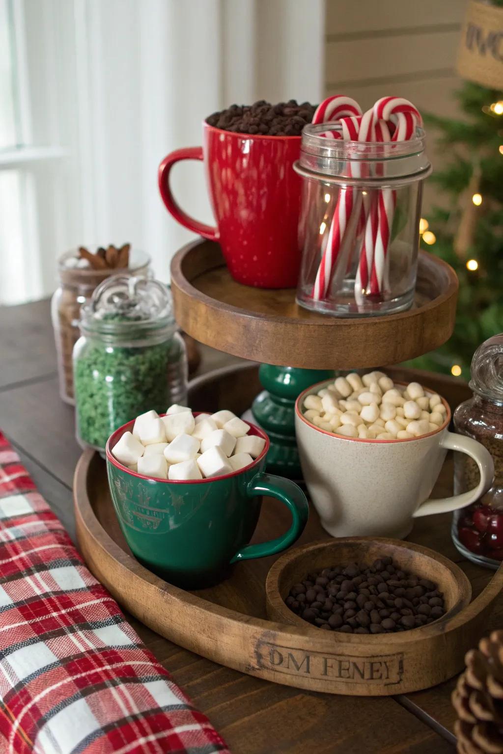 Warm up your brunch with a hot chocolate station that's both fun and festive. ☕️🍬 #HotChocolateBar #HolidayTreats