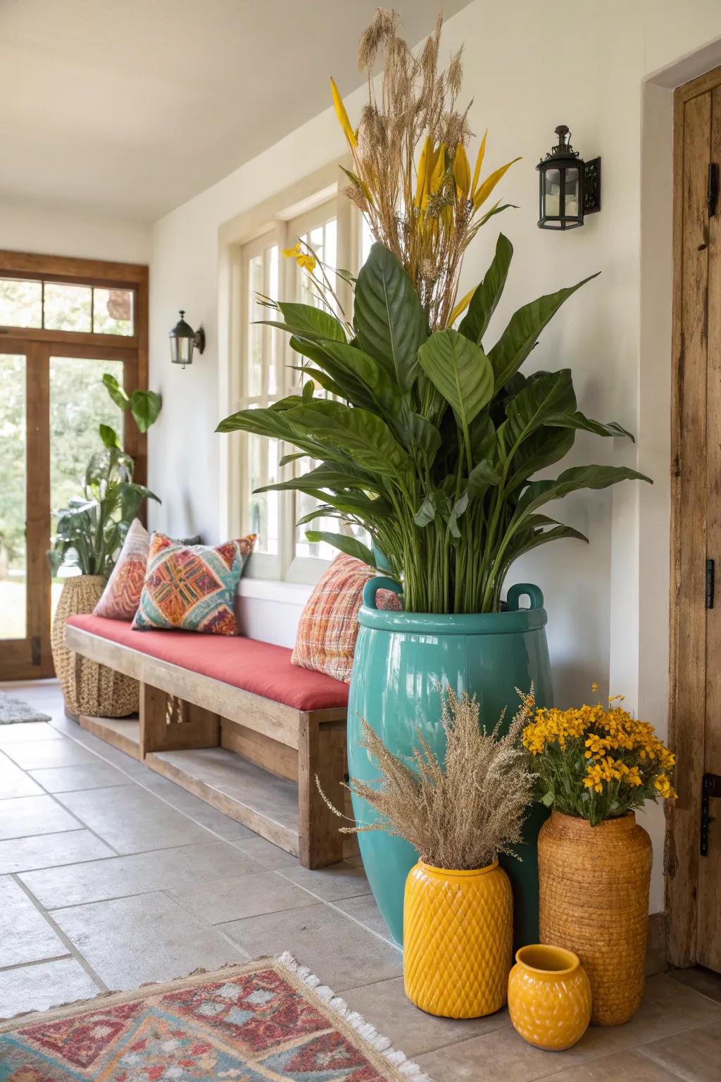 Nature-inspired elements bring life and freshness to your hallway.