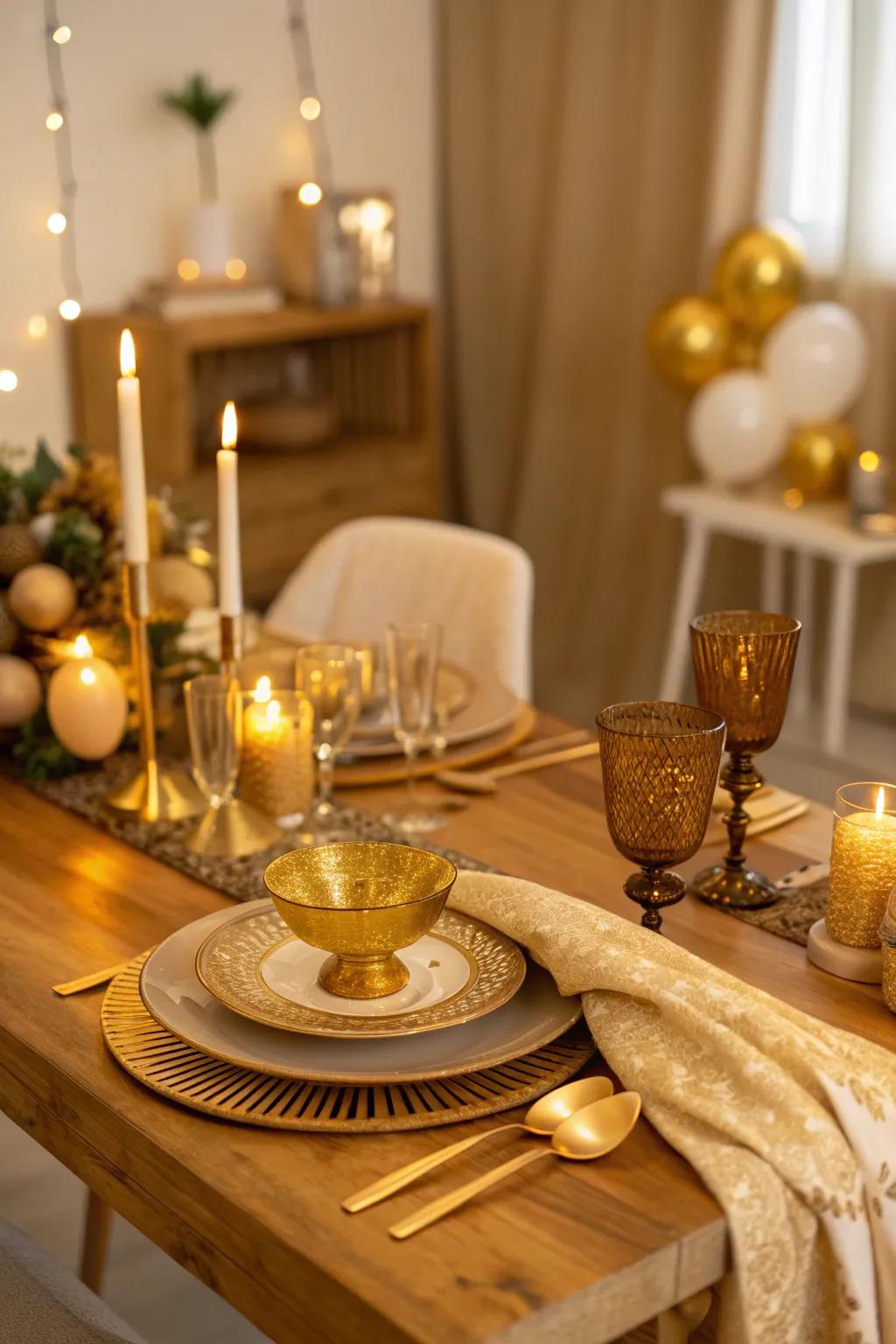 Set the mood with warm lighting that enhances every golden detail. ✨🎉 #LightingDesign #PartyAmbiance