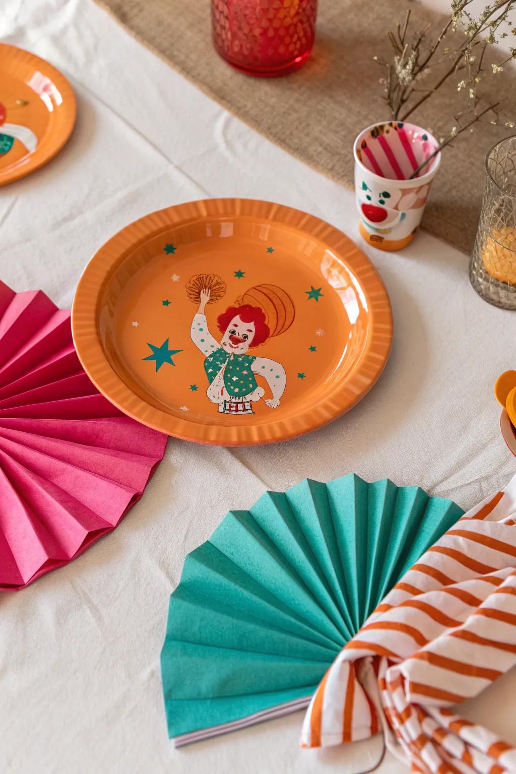 Bring the circus to your dining table with playful clown-themed settings!
