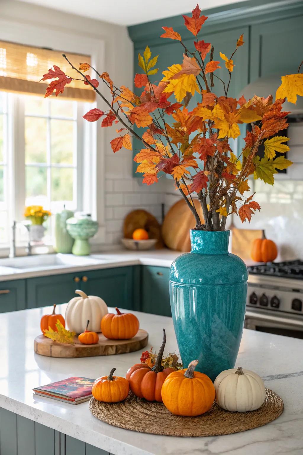 Embrace the beauty of fall with natural elements that enhance your Halloween theme.