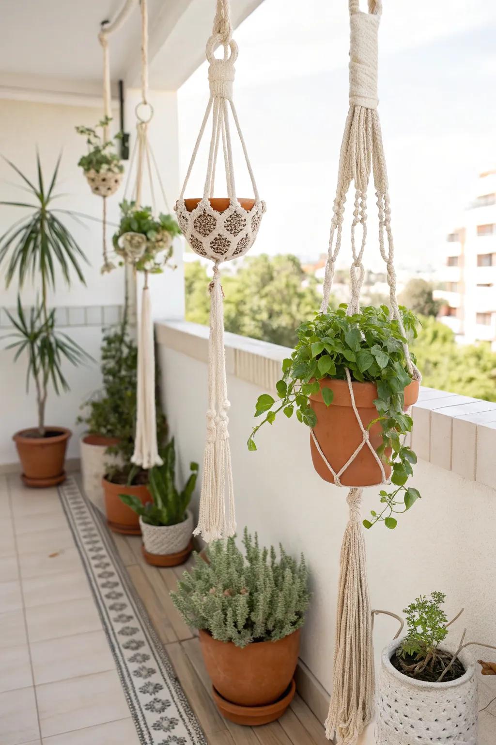 Boho-chic macramé adds texture and personality to your outdoor decor. 🌿 #MacrameDecor #BohoStyle