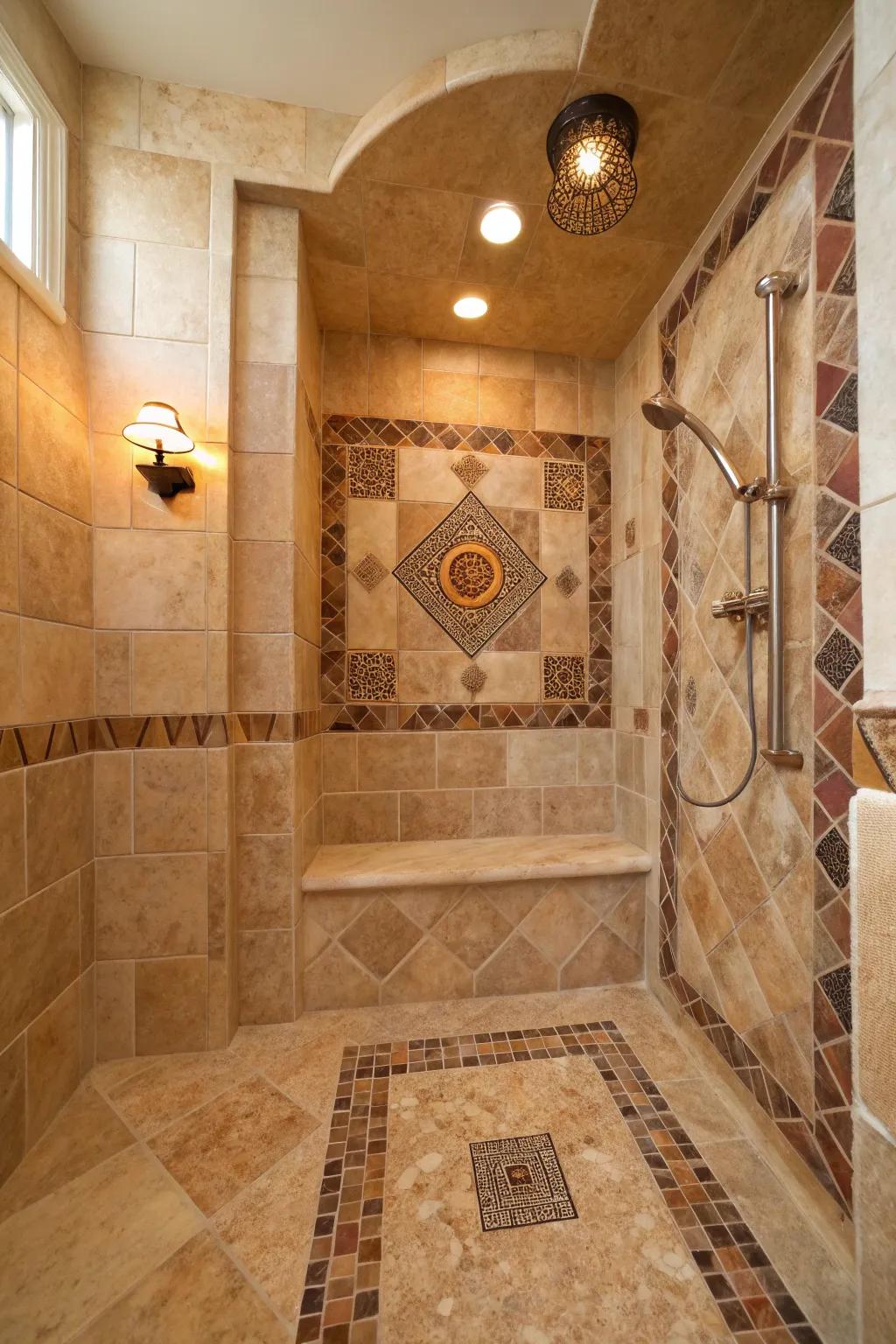 Unleash your creativity with a mix of tile shapes for a truly unique shower.