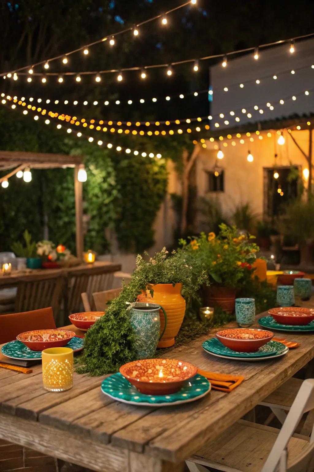 Set the mood with twinkling string lights that transform any space into a magical Italian escape.