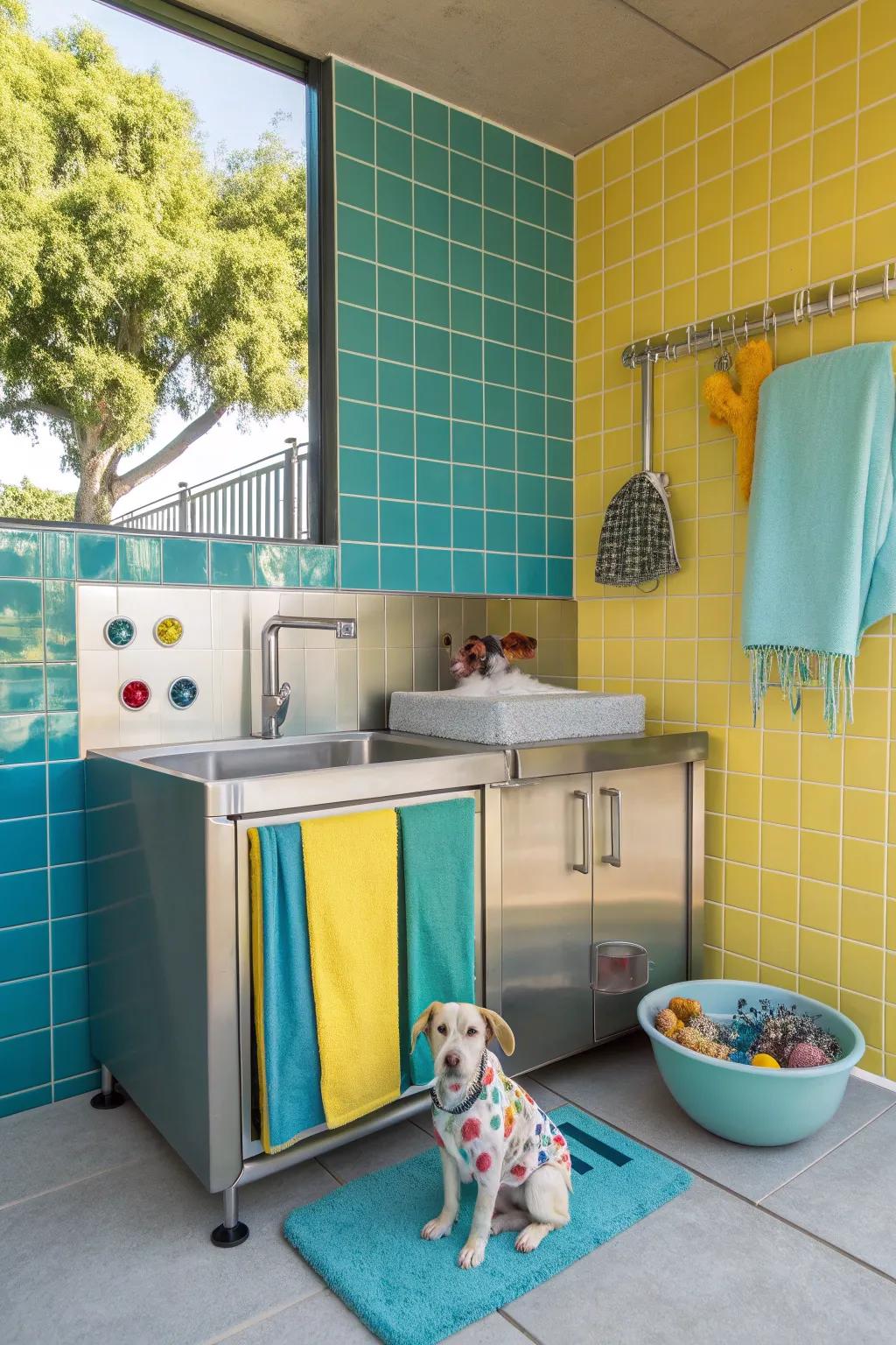 Pamper your pets with a dedicated washing station that keeps them clean and your space tidy.