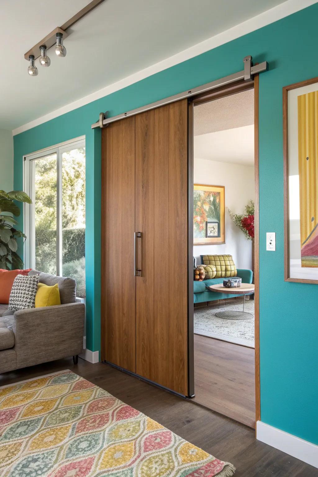 Optimize your space with pocket doors that disappear into the wall effortlessly.