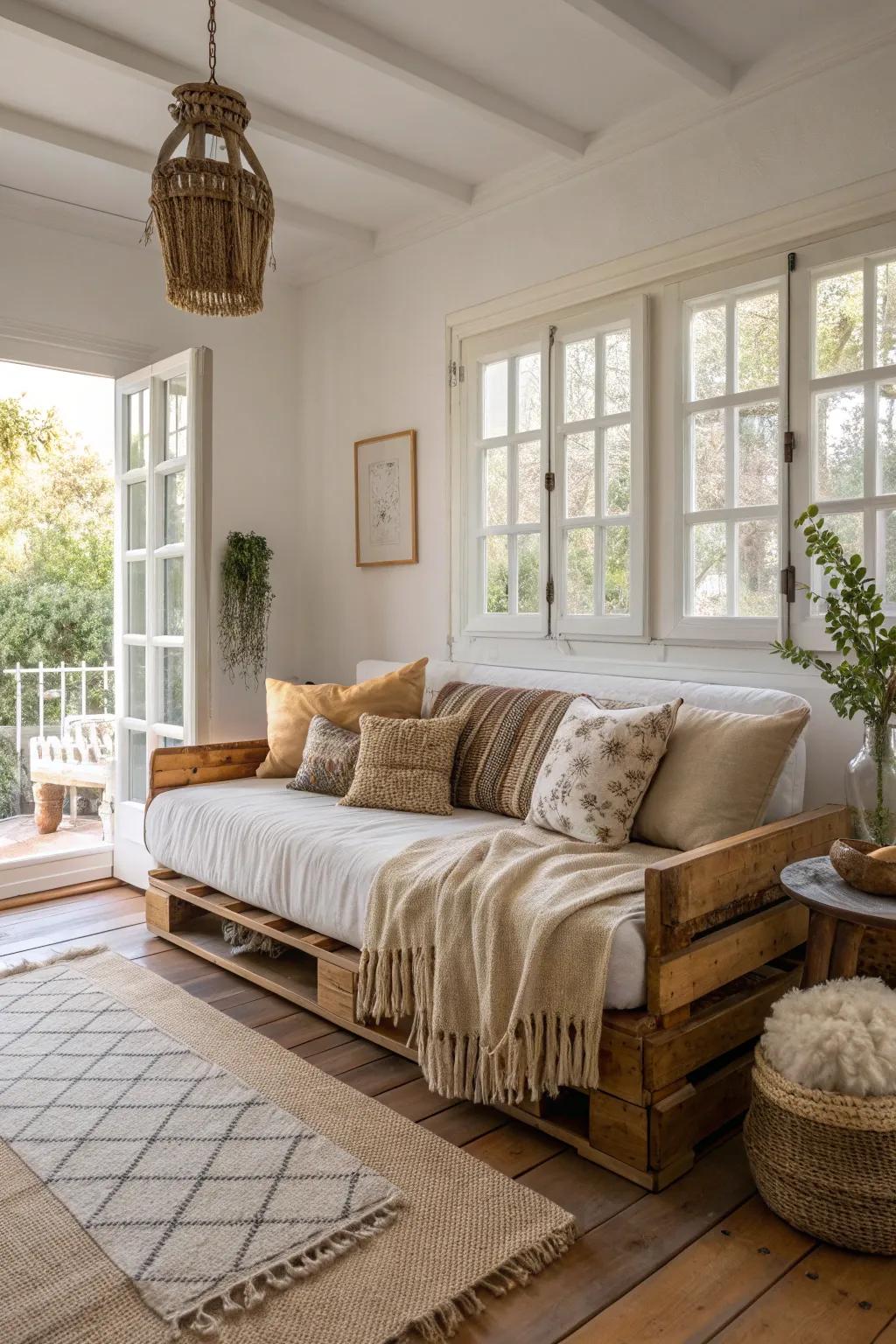 Add a touch of nostalgia with vintage-inspired decor on your pallet sofa.