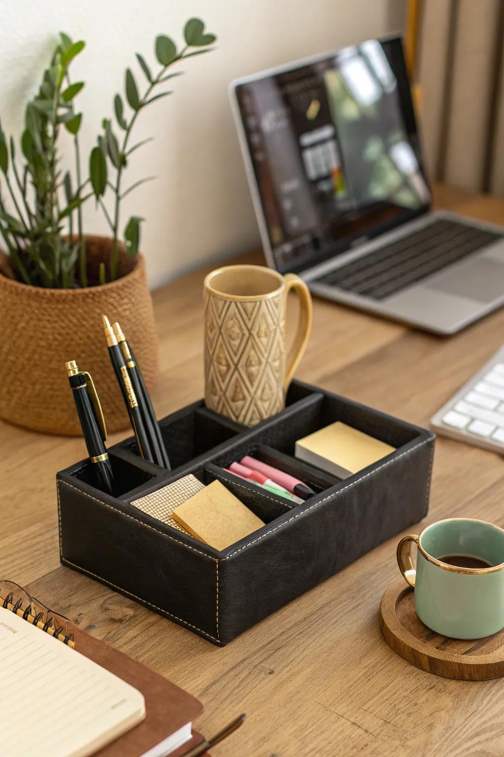 Simplify your workspace with a chic desktop organizer.