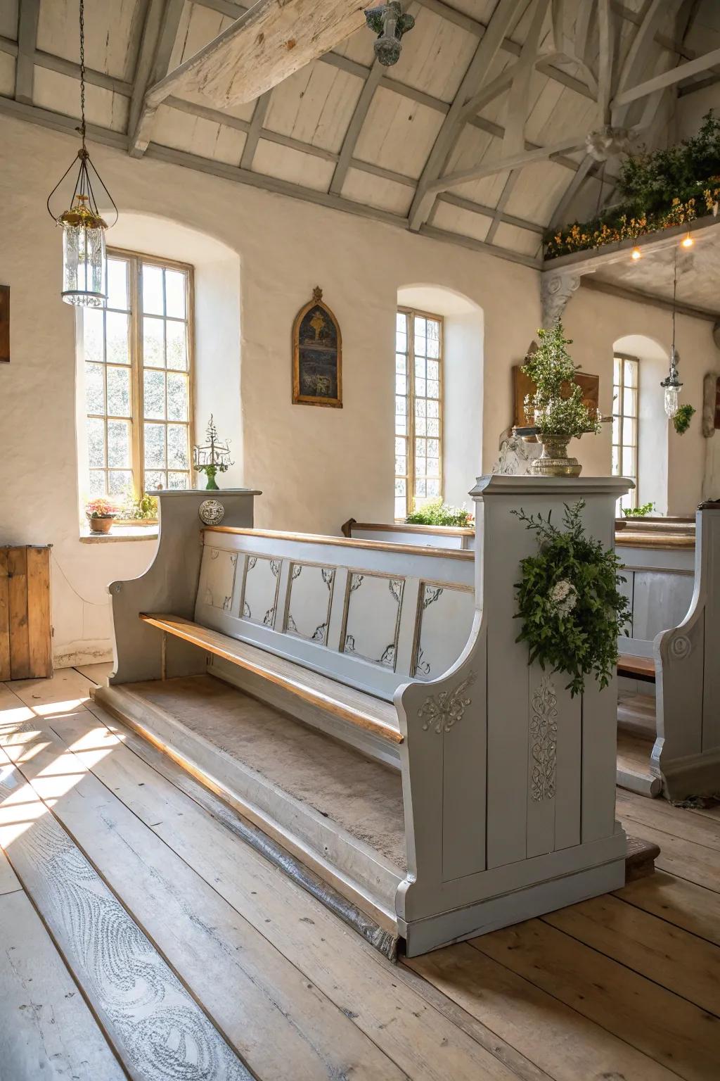 Blend rustic warmth and modern cool with an industrial-style pew.