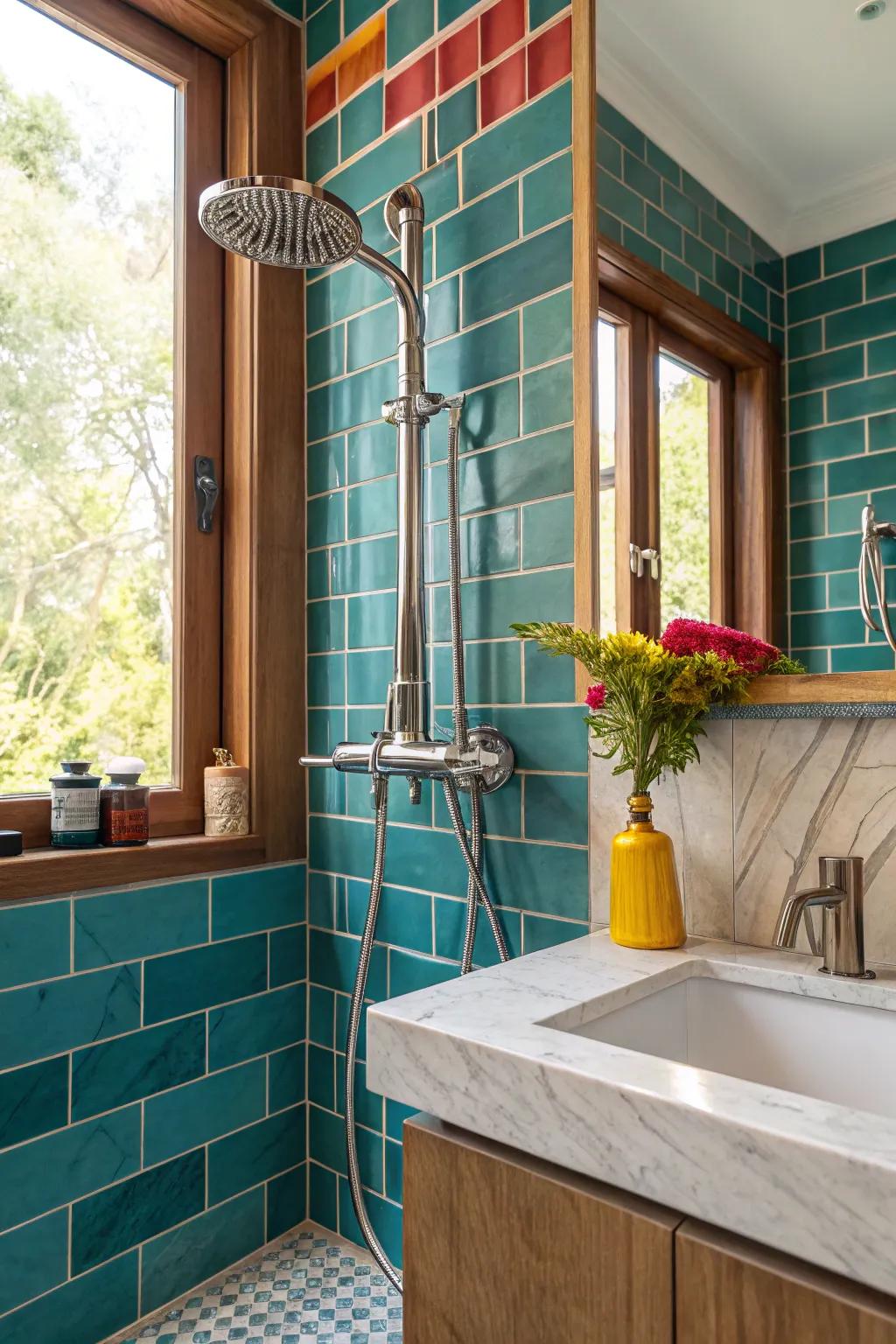 Create visual interest by contrasting textures with your faucet design for a cohesive bathroom look.