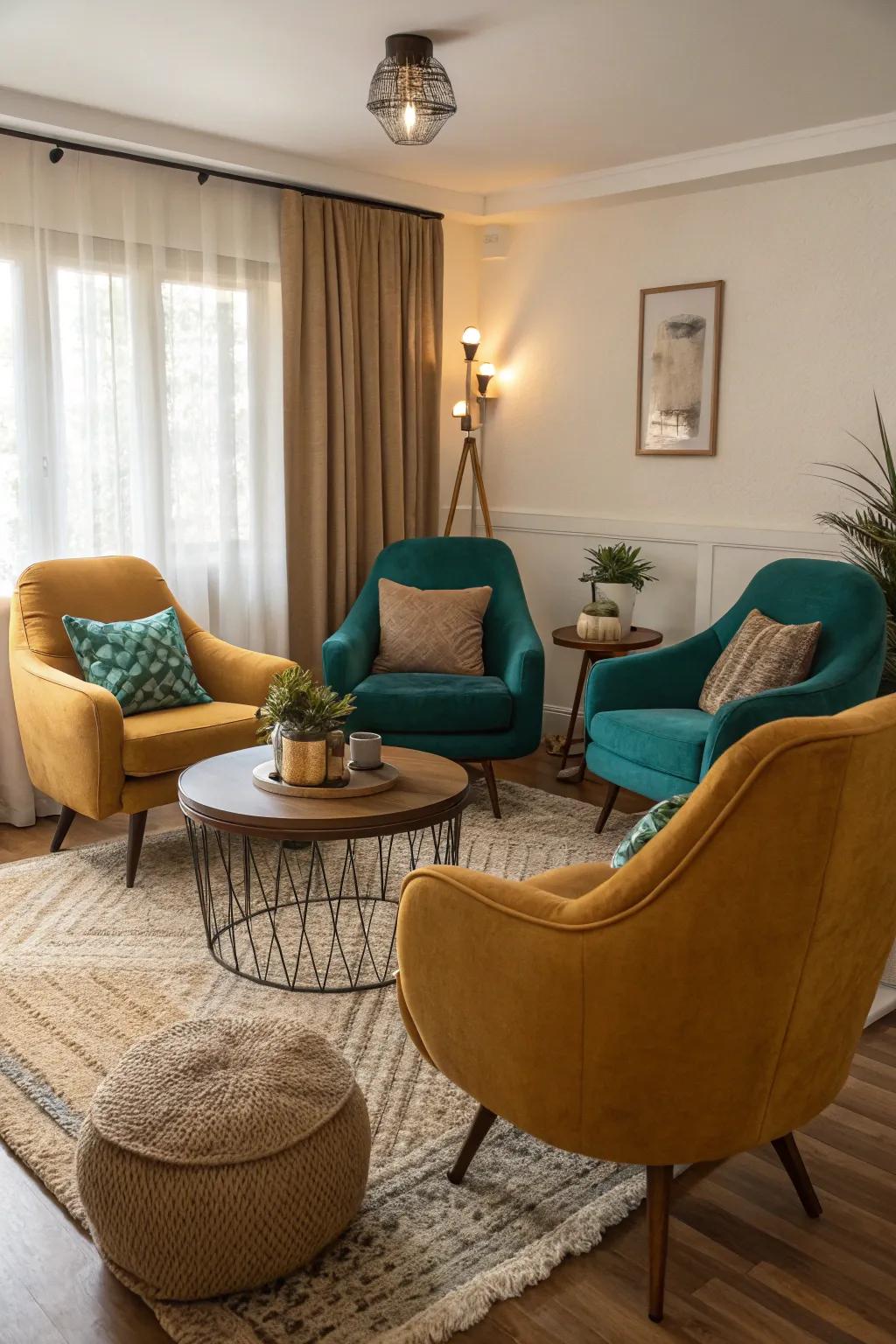 Create a social haven with strategically placed swivel chairs.