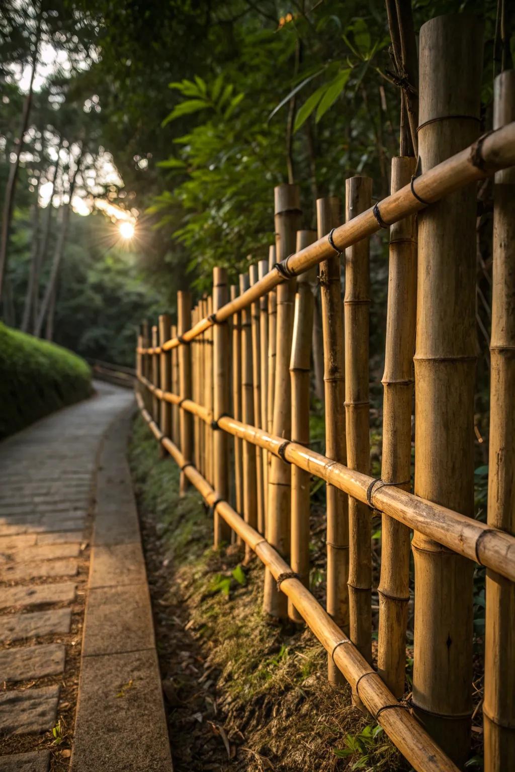 Craft a secluded paradise with bamboo fencing that complements your garden's natural beauty. 🌿 #OutdoorLiving #GardenDesign