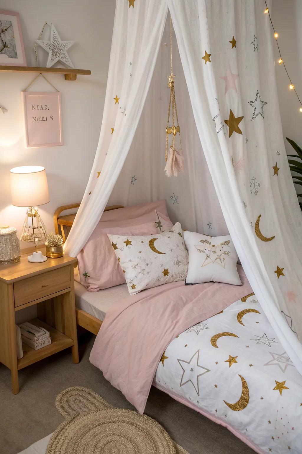 Let dreams weave their tales in a world of stars and moons, perfect for little dreamers.