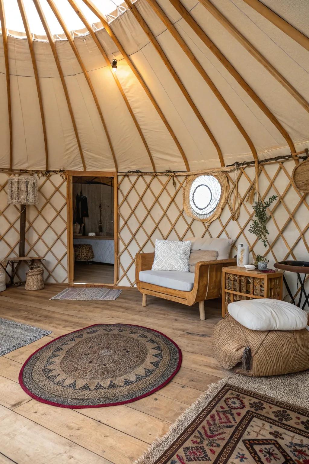 Embrace simplicity and tradition in a yurt.