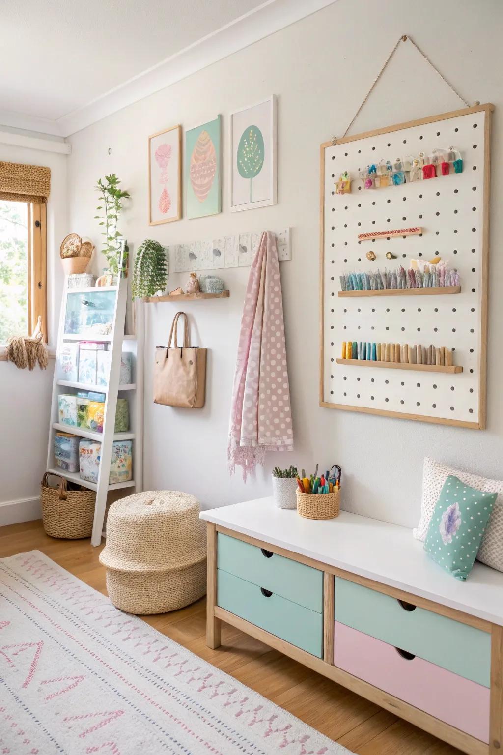 Customize your child's space with a DIY pegboard for endless organization possibilities.