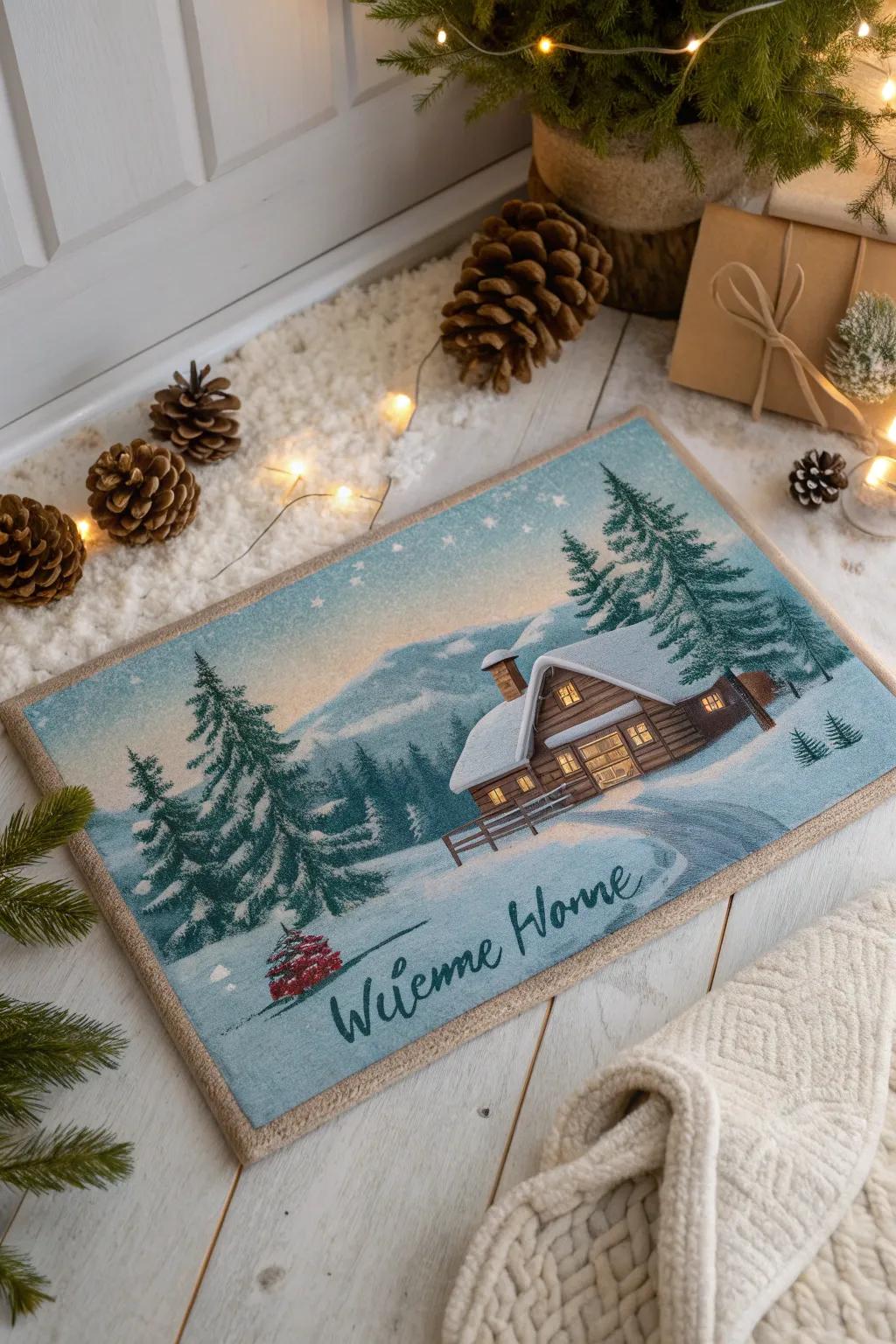 Step into a serene winter wonderland with a mat that transforms your entryway into a snowy retreat. #WinterMagic #CozyVibes ❄️