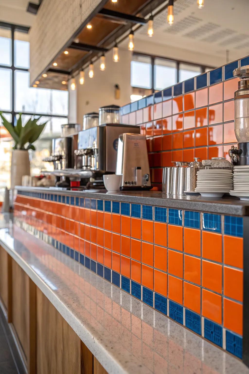 Enhance your coffee bar with mirror tiles that add depth and brightness.