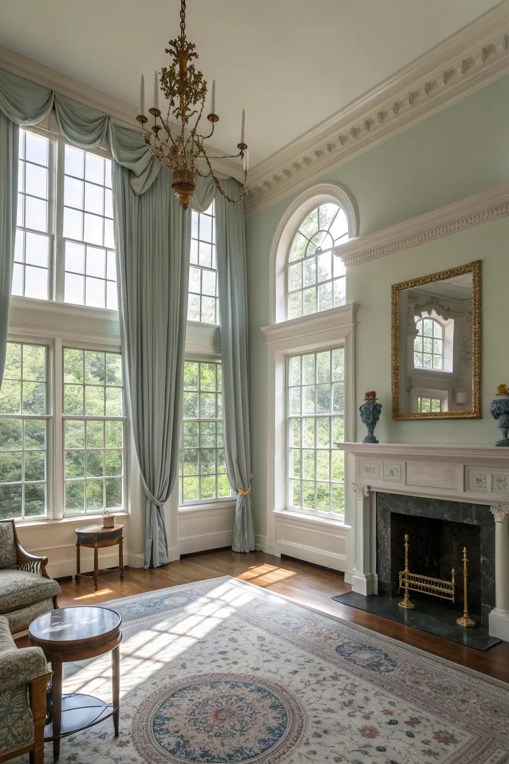 Letting in natural light creates an inviting and open colonial living room.