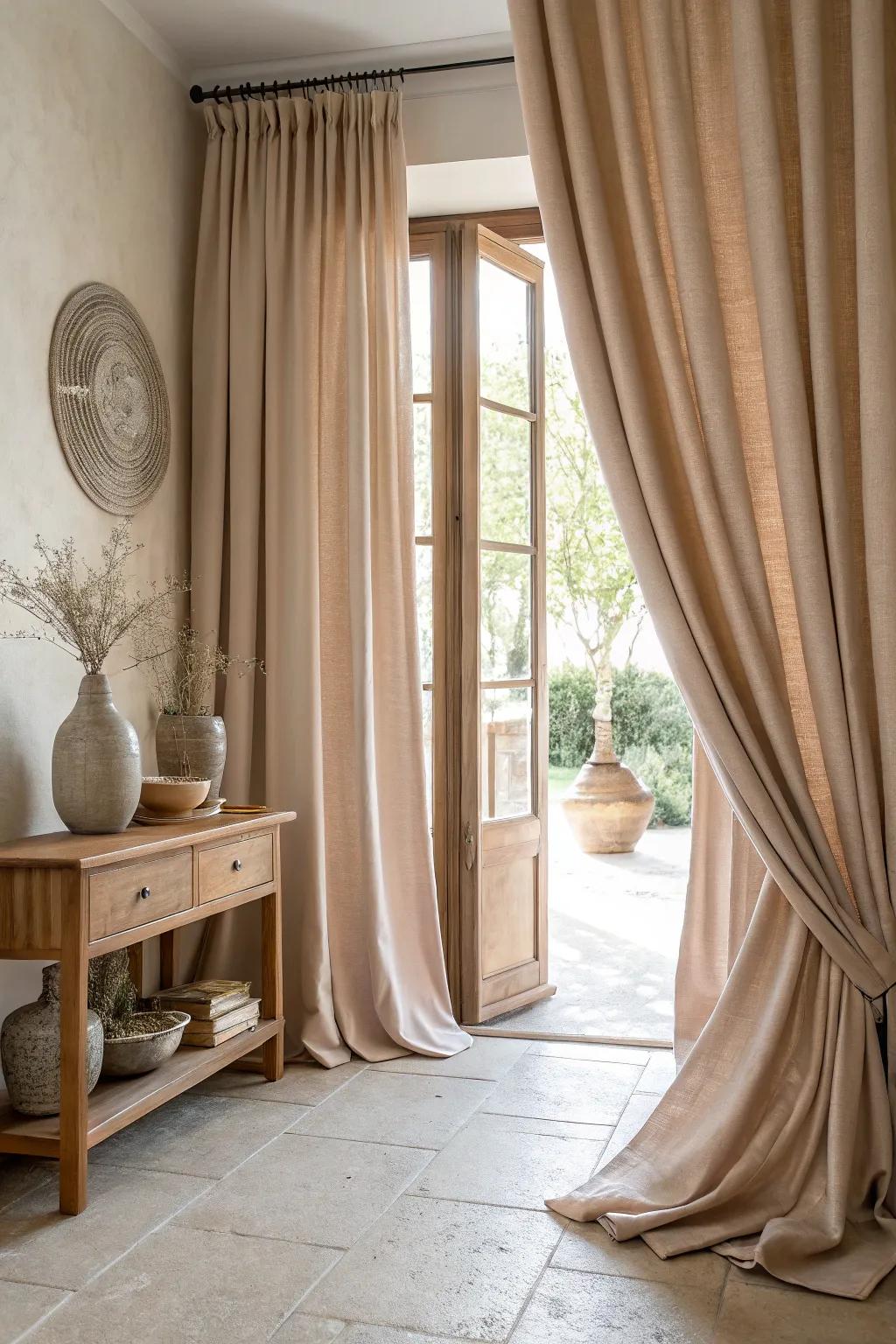Achieve a romantic, luxurious look with puddle-length drapes that make a grand statement.