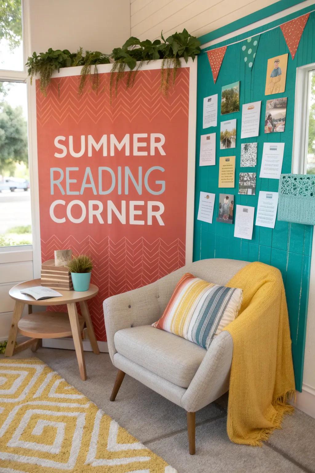 Celebrate the love of reading with a dedicated summer reading corner.