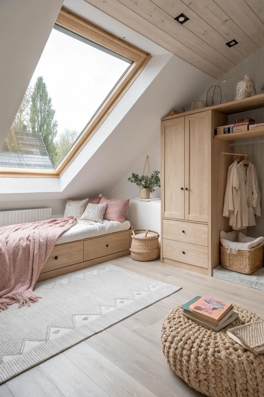 Bathe your room in natural light with skylights, creating a bright and inviting space.