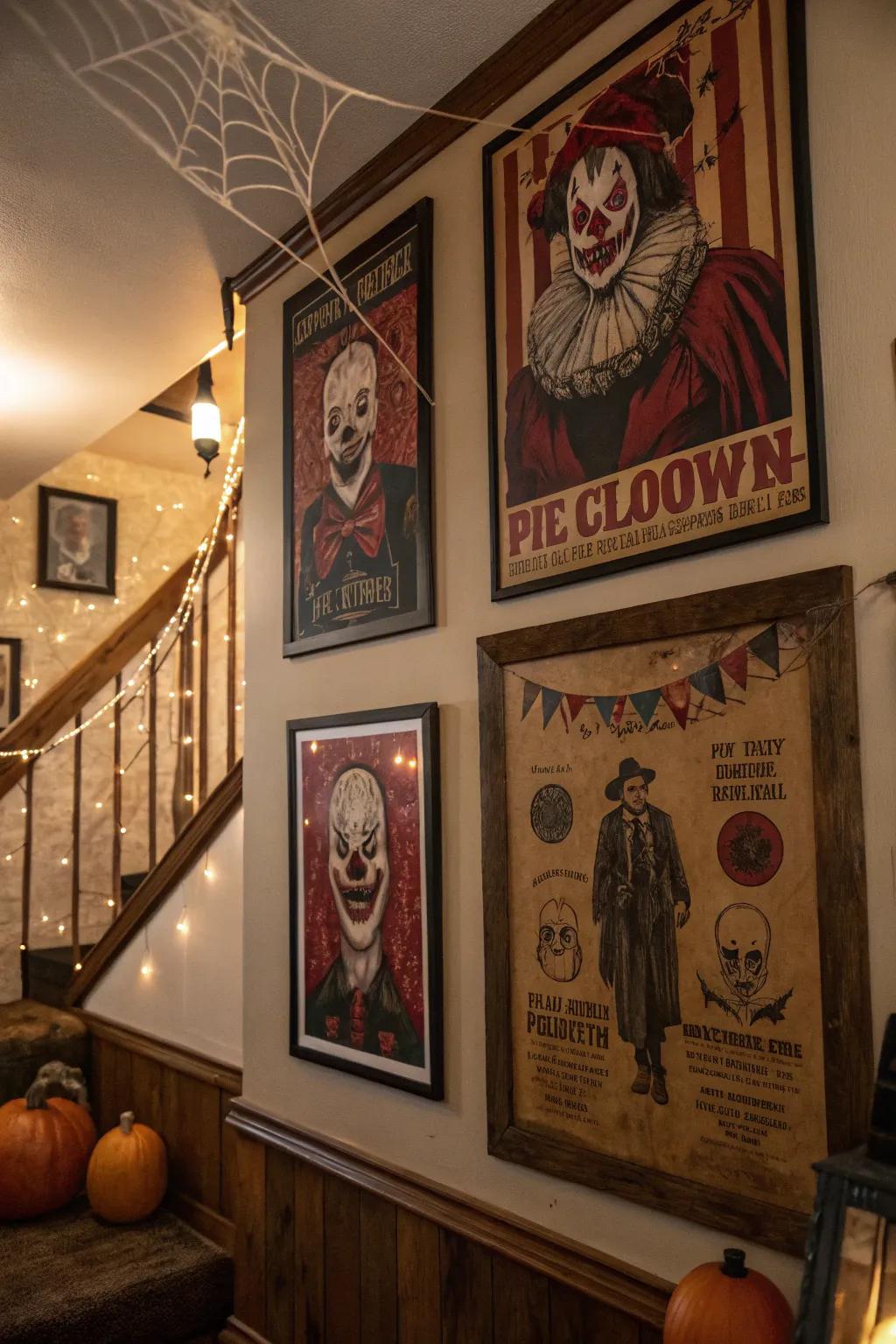 Add historical flair with vintage clown posters that tell a spooky story. #VintageVibes #HalloweenDecor
