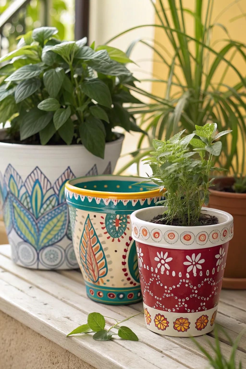 Add color and creativity to your home with hand-painted plant pots that reflect your unique style.