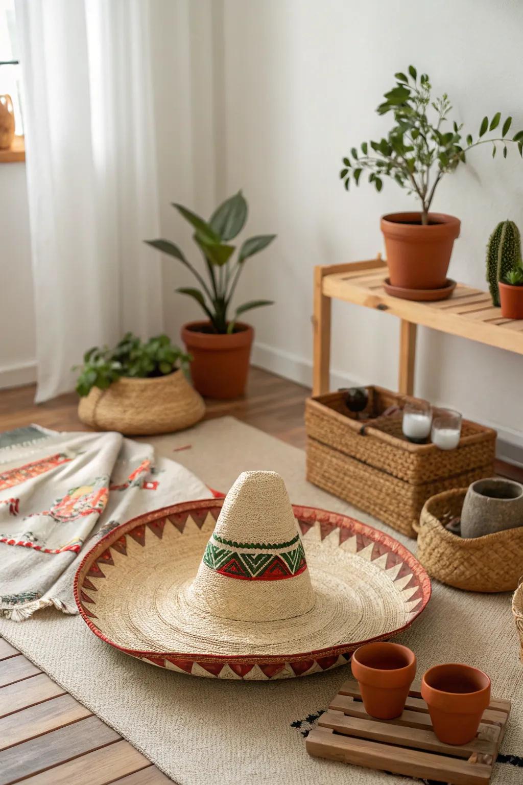 Add a playful twist to your decor with a sombrero that brings a smile to everyone's face.