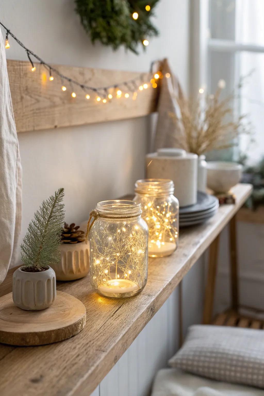 Add a touch of magic to your decor with glowing mason jars. #MasonJarMagic #CozyAmbiance ✨