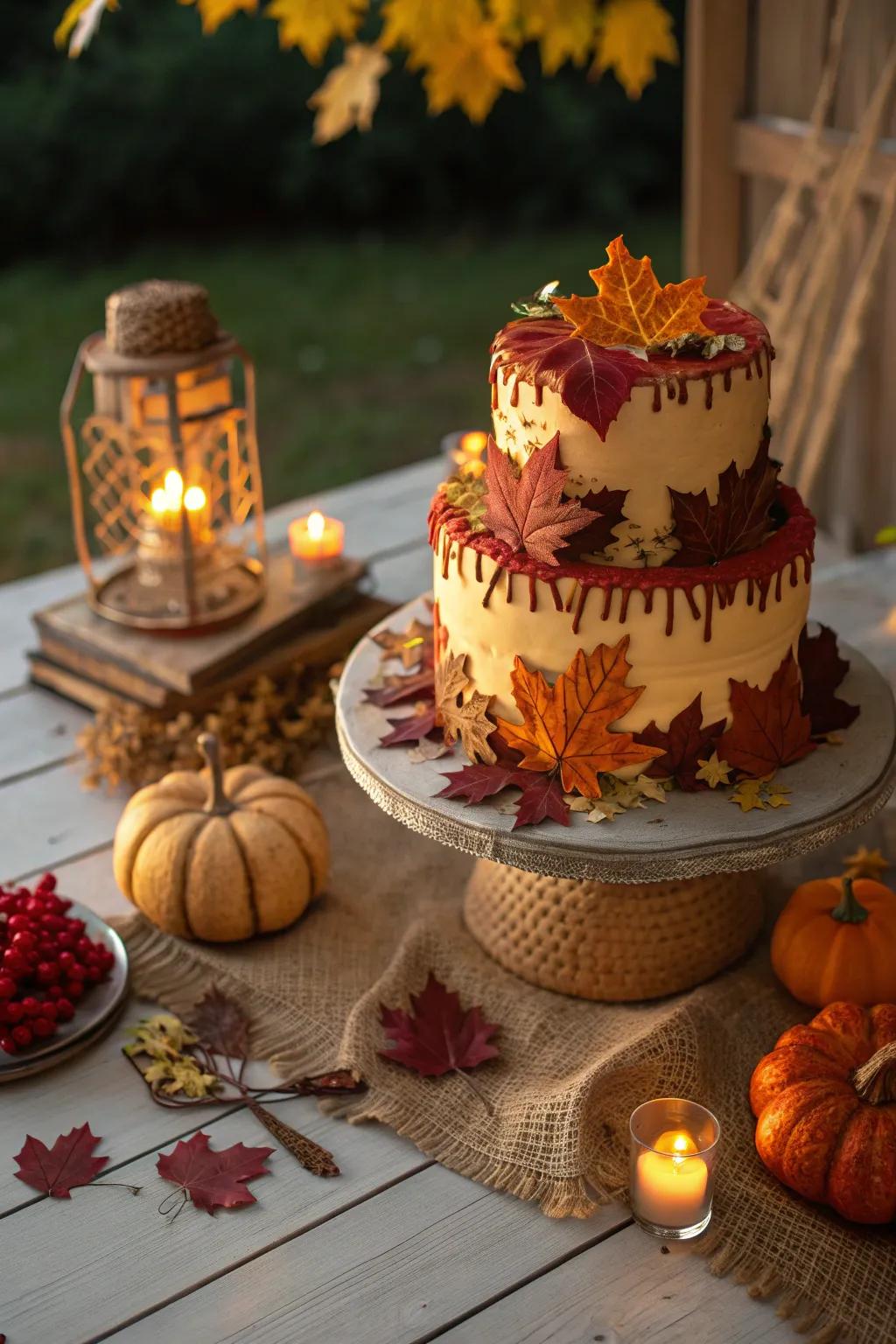 Capture the spirit of the season in every bite. 🍁🌺 #SeasonalCakes #BirthdayBeauty