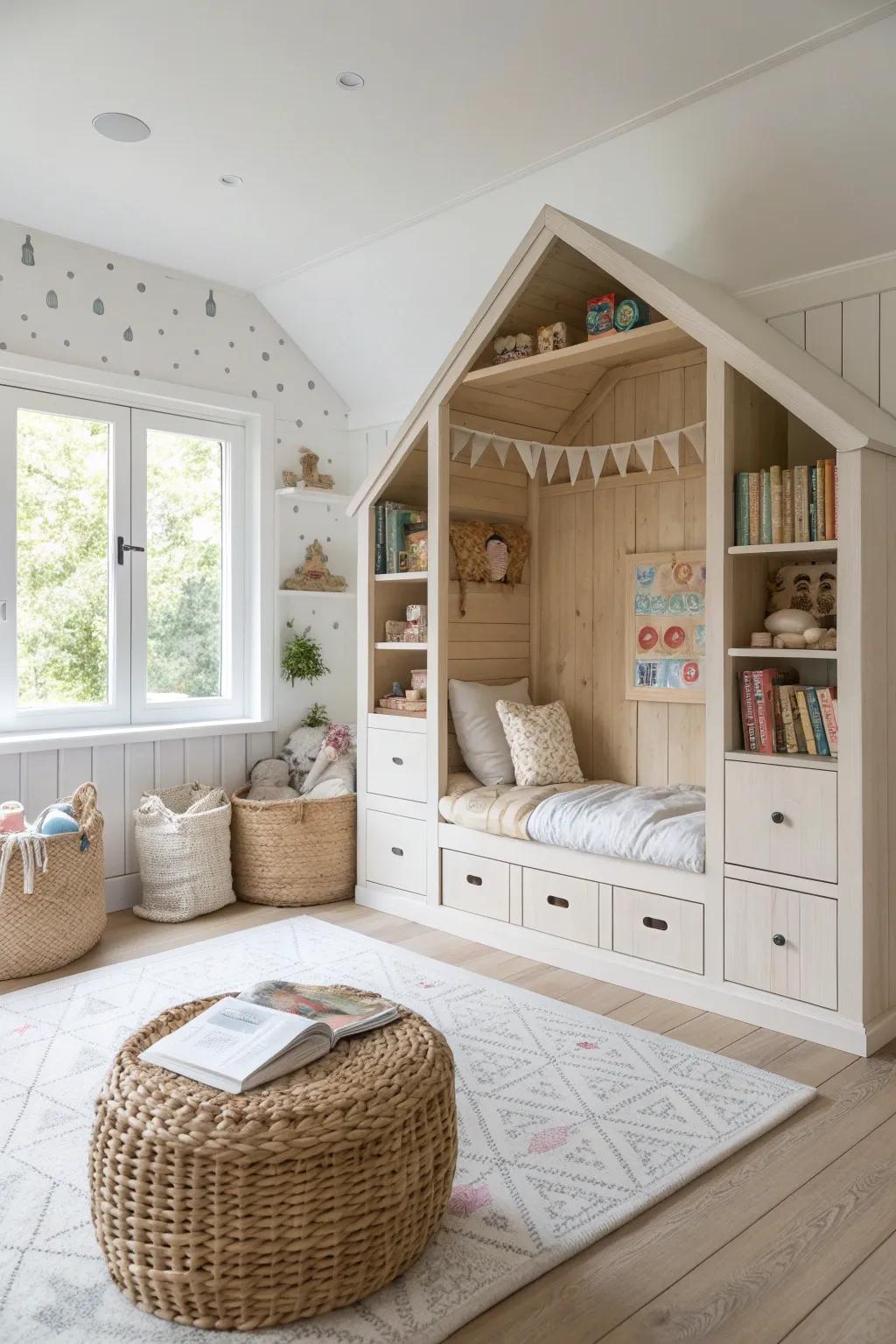 Maximize space and style with built-in features that offer both storage and play opportunities.