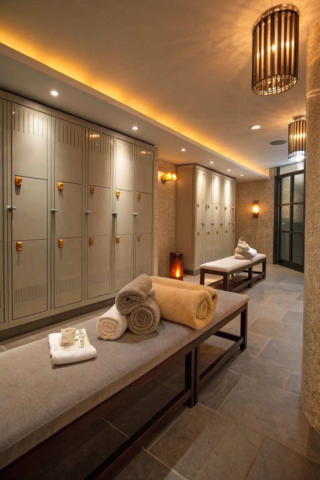 Transform your locker room into a soothing retreat with ambient lighting.