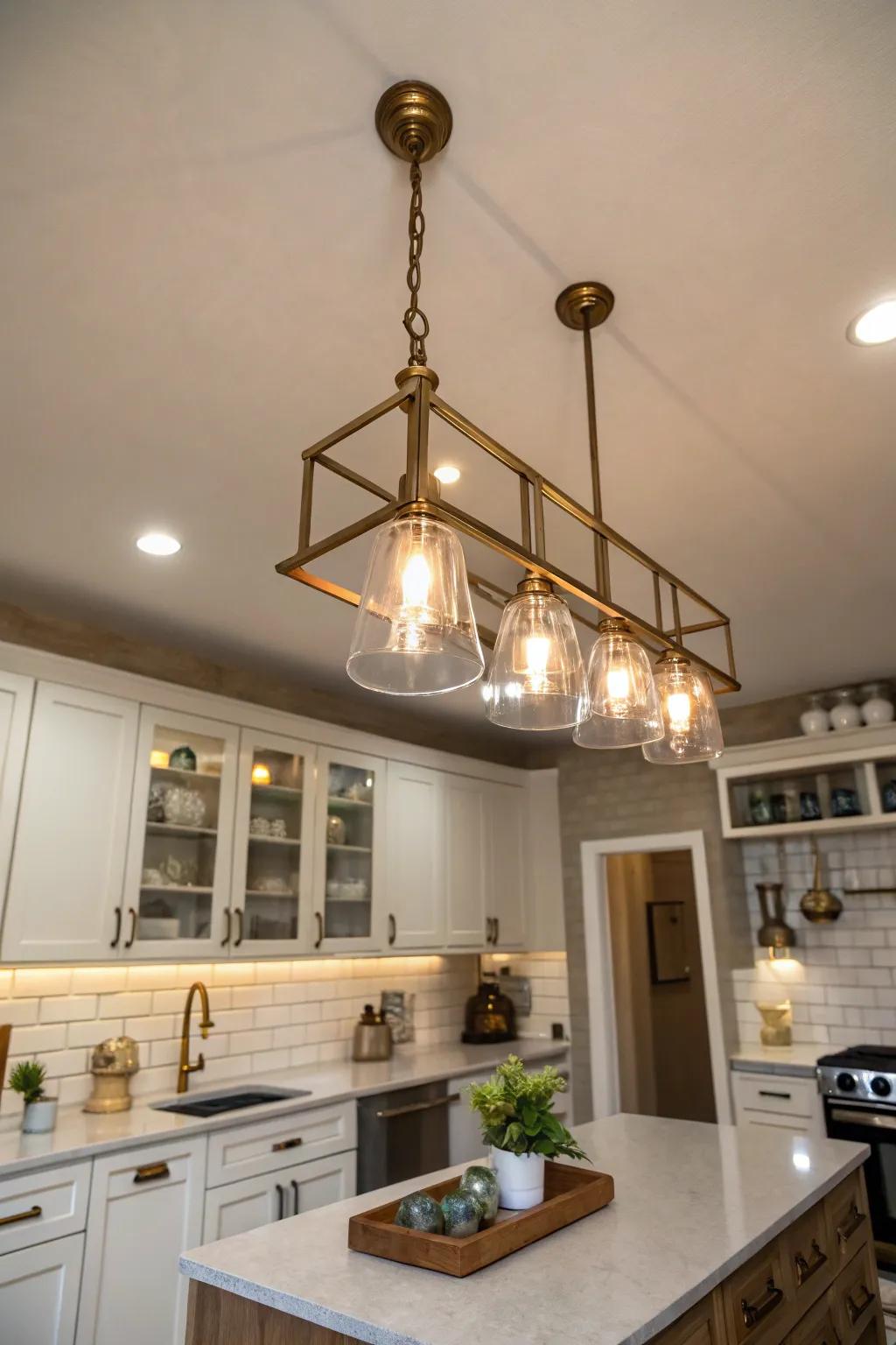 Multi-light fixtures ensure even light distribution, perfect for low-ceiling kitchens.