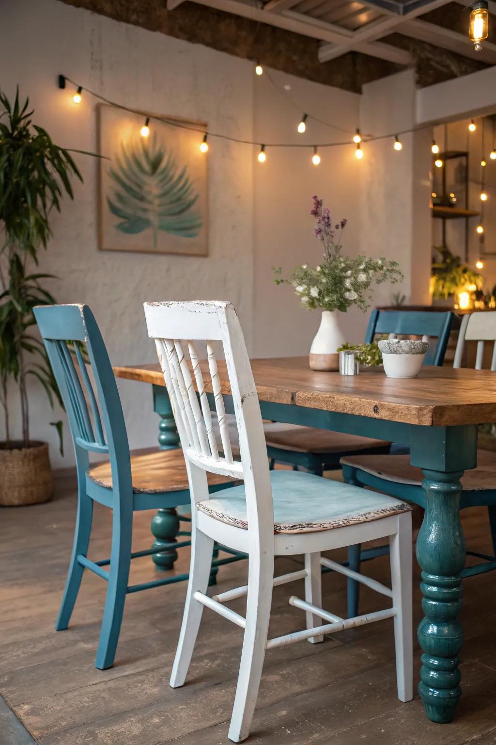 Ombre chairs create a gradient masterpiece in your dining room.