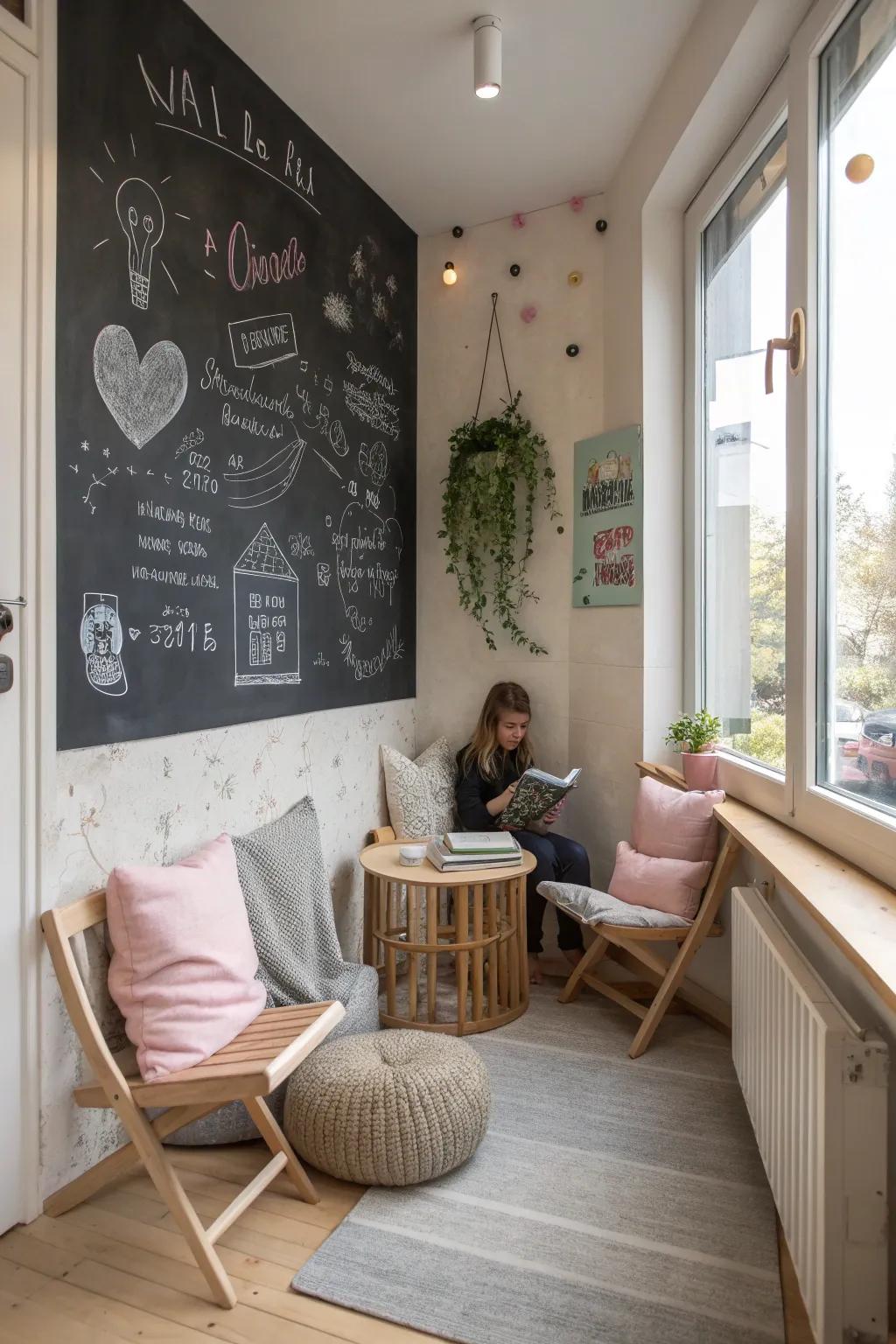 Encourage creativity with a personalized chalkboard wall.